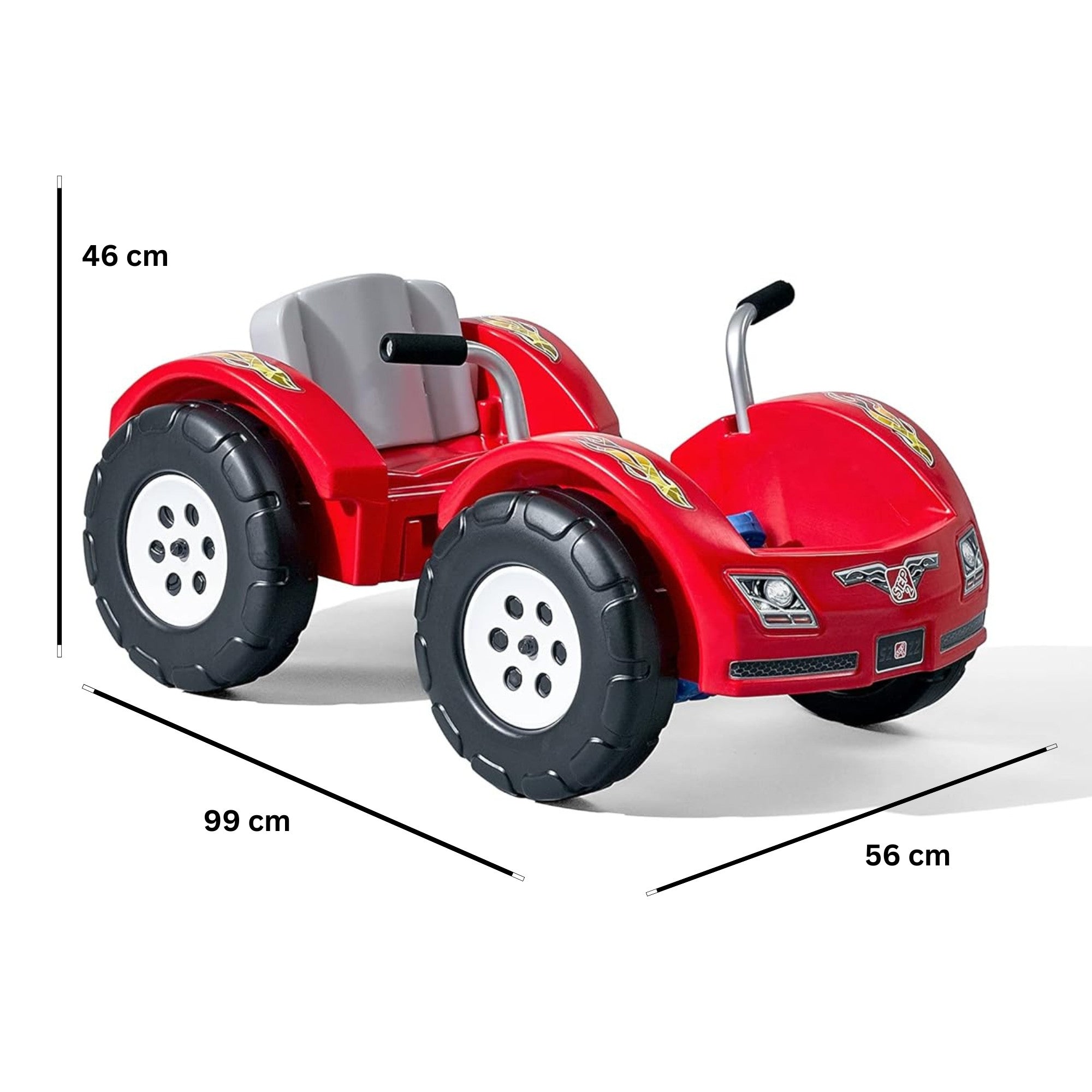 Step2 Zip N' Zoom Pedal Car Single Seater Easy to Store Ride On Toy with Seat Level Adjustability and Center-Pivot Steering, Suitable for Children both Boys and Girls Aged 30m and Above, Red