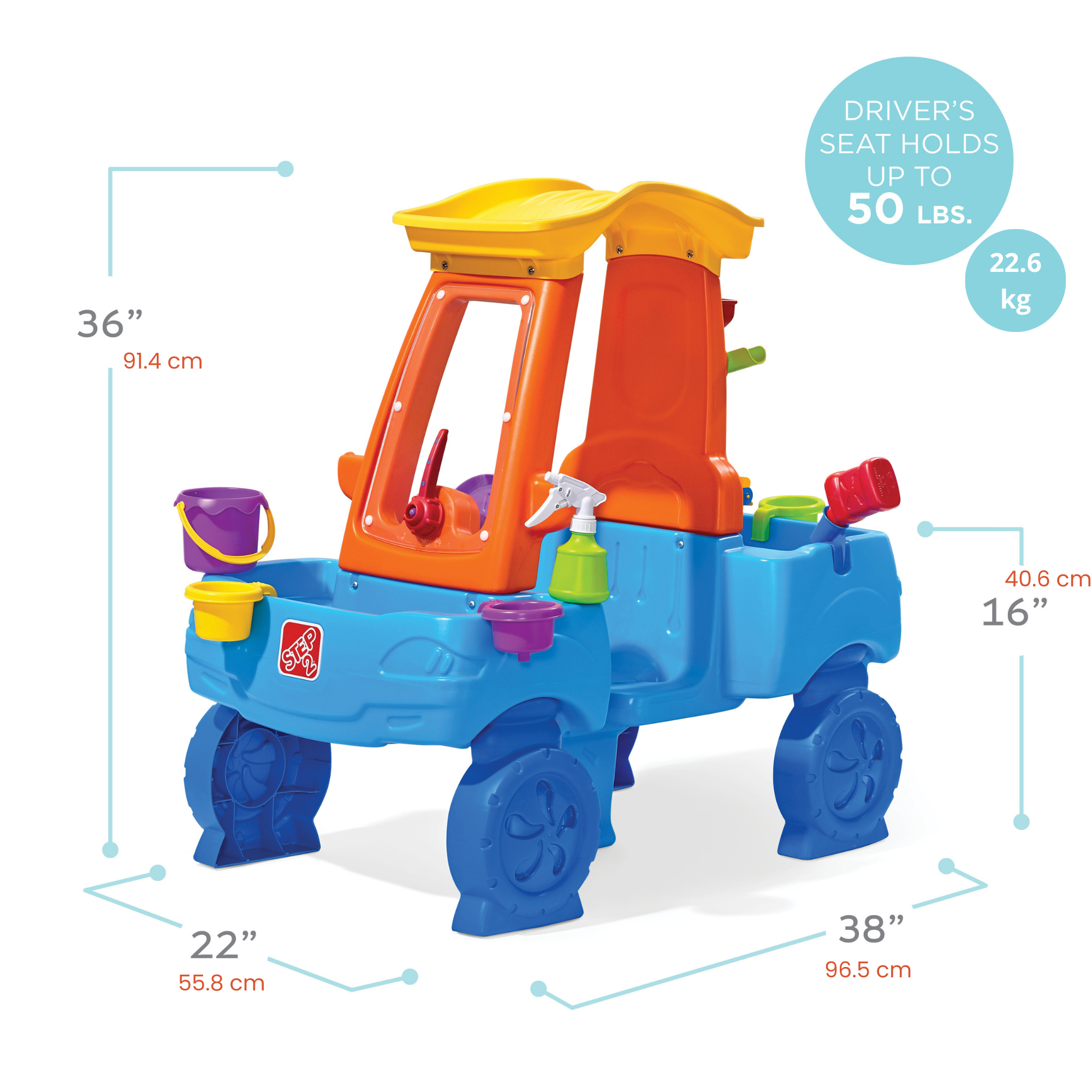 مركز رش غسيل السيارات من ستيب 2، طاولة مياه خارجية ومجموعة ألعاب حسية، لعبة نشاط مع جدار مطر مزدوج، 13 قطعة إكسسوارات، مركز أنشطة في الفناء الخلفي، مناسب للأطفال من الأولاد والبنات من سن 3 سنوات فما فوق