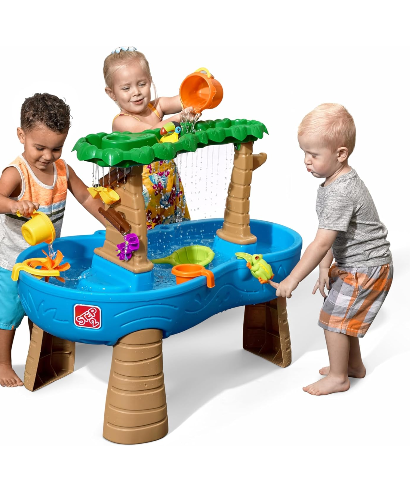 Step2 Tropical Rainforest Water Table, Indoor and Outdoor Water Table, Sensory Playset and Activity Toy, Rain Shower Wall, 13 Piece Accessories Set, Toy Suitable for Kids both Boys and Girls Aged 1.5+