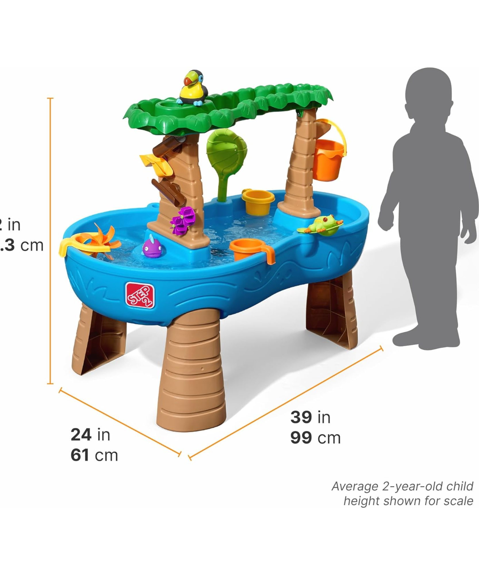 Step2 Tropical Rainforest Water Table, Indoor and Outdoor Water Table, Sensory Playset and Activity Toy, Rain Shower Wall, 13 Piece Accessories Set, Toy Suitable for Kids both Boys and Girls Aged 1.5+