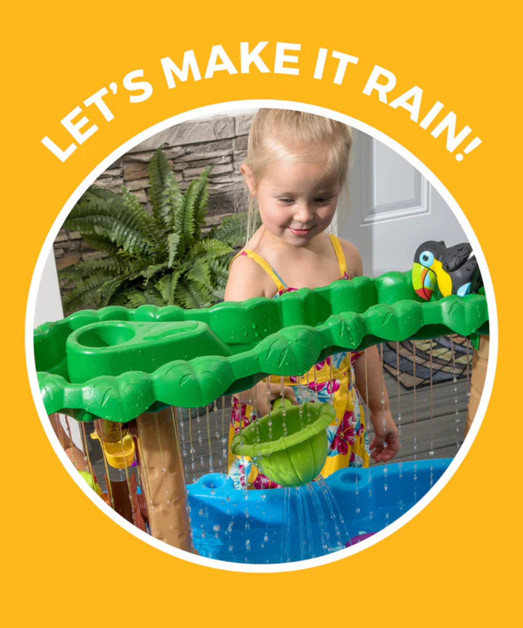 Step2 Tropical Rainforest Water Table, Indoor and Outdoor Water Table, Sensory Playset and Activity Toy, Rain Shower Wall, 13 Piece Accessories Set, Toy Suitable for Kids both Boys and Girls Aged 1.5+