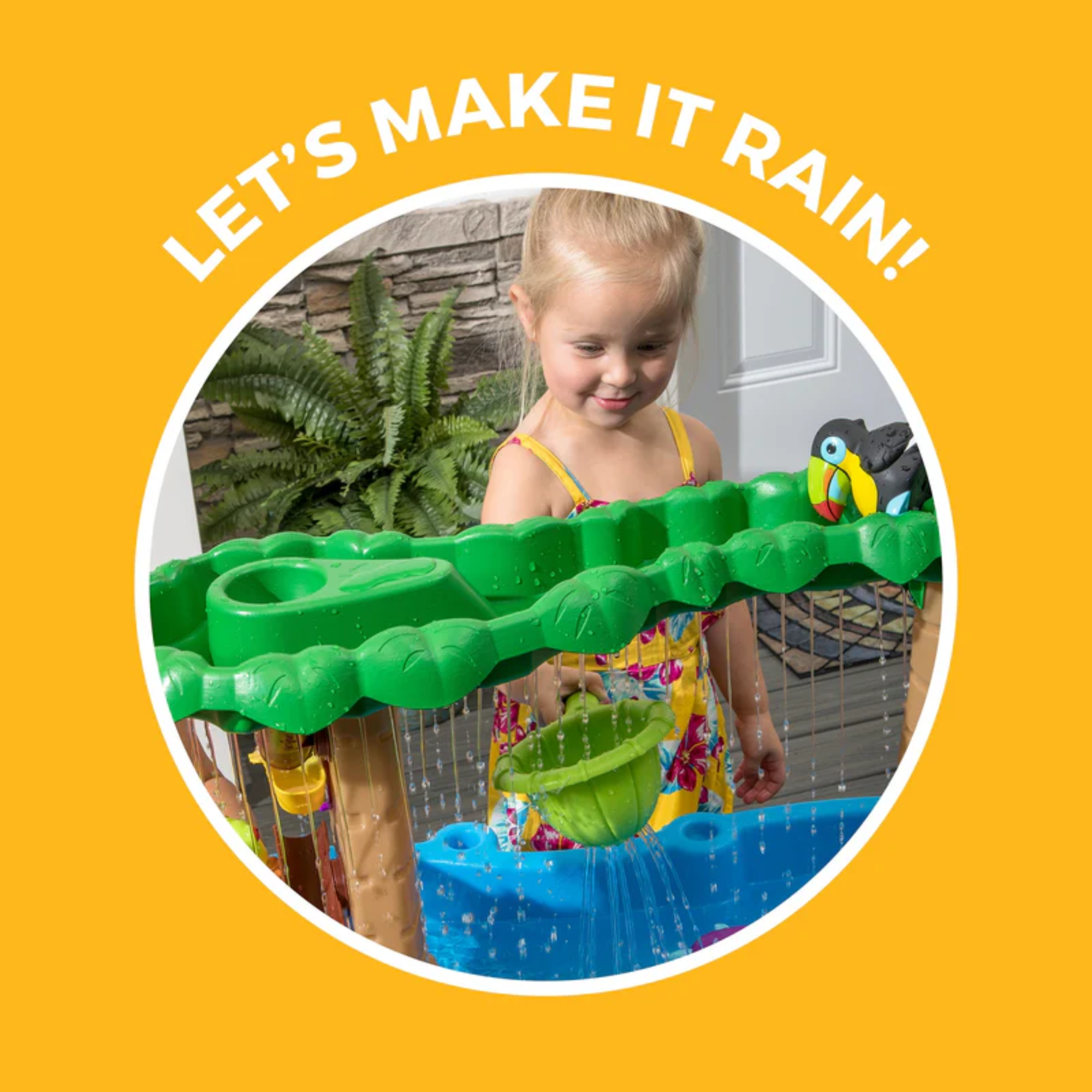Step2 Tropical Rainforest Water Table, Indoor and Outdoor Water Table, Sensory Playset and Activity Toy, Rain Shower Wall, 13 Piece Accessories Set, Toy Suitable for Kids both Boys and Girls Aged 1.5+