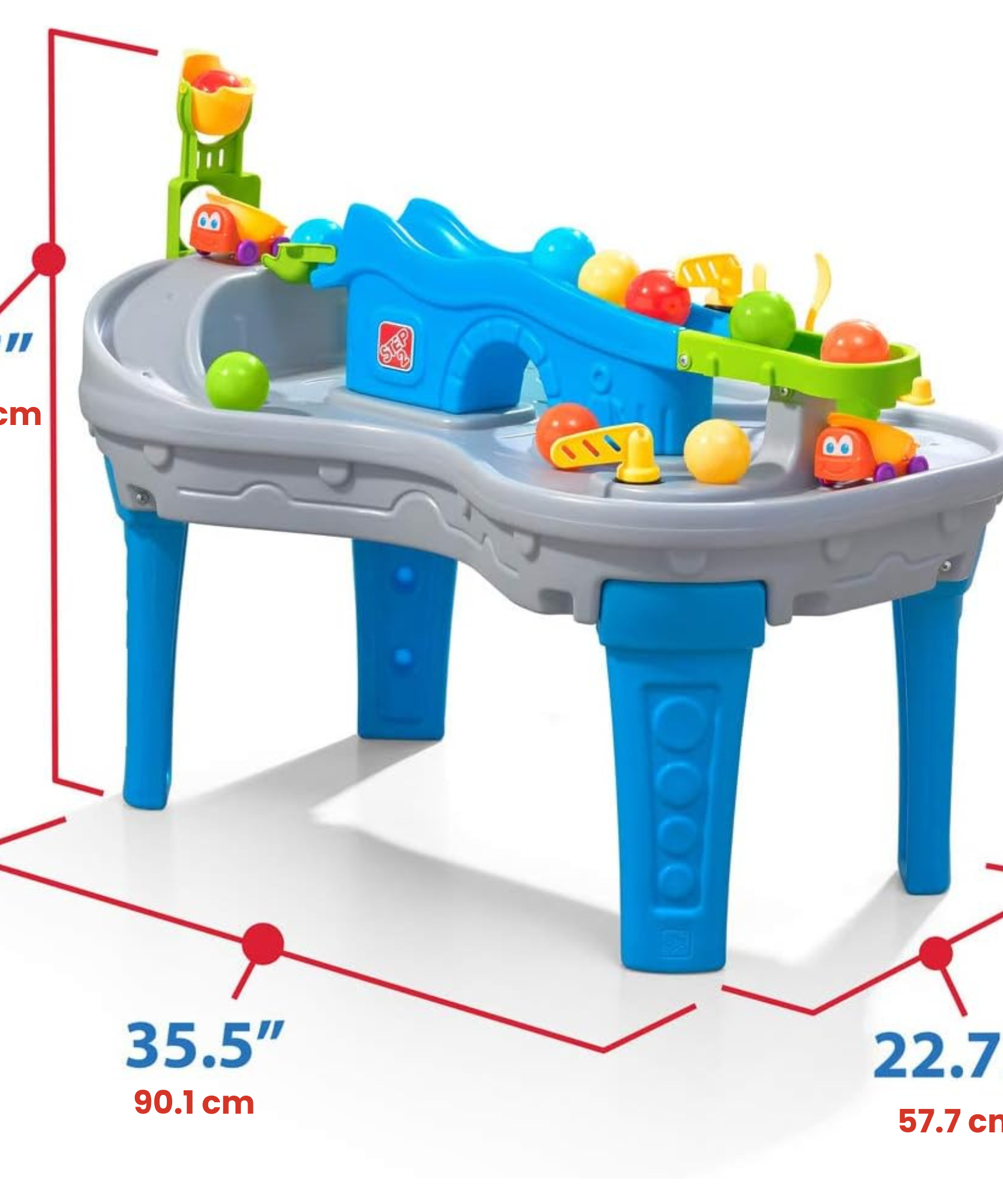 طاولة اللعب بول باديز تروكين آند رولين من ستيب 2، مجموعة ألعاب حسية داخلية وخارجية، لعبة نشاط مع 13 قطعة من الملحقات بما في ذلك الكرات ولعبة STEM ومركز الأنشطة، مناسبة للأطفال من سن سنتين فما فوق