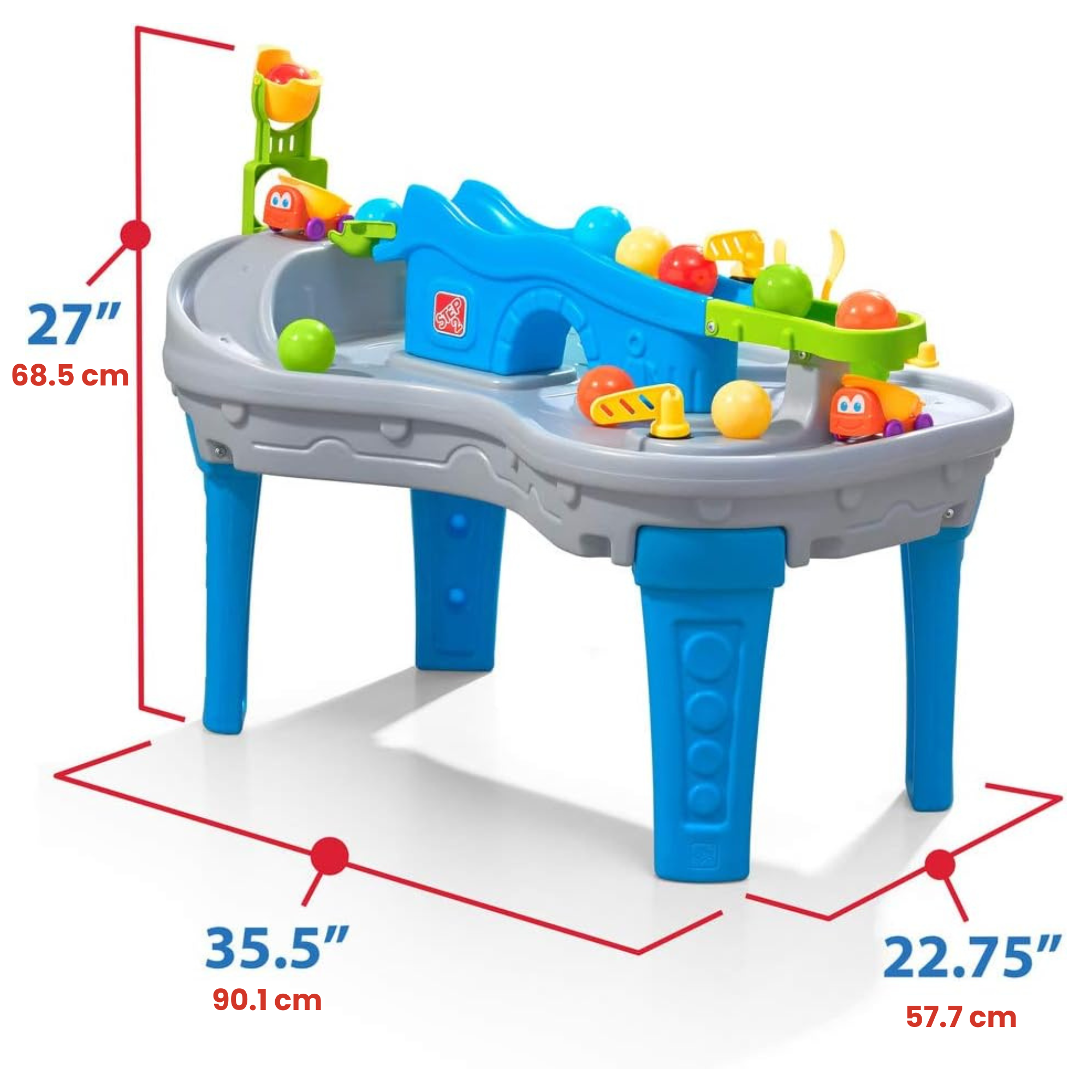 طاولة اللعب بول باديز تروكين آند رولين من ستيب 2، مجموعة ألعاب حسية داخلية وخارجية، لعبة نشاط مع 13 قطعة من الملحقات بما في ذلك الكرات ولعبة STEM ومركز الأنشطة، مناسبة للأطفال من سن سنتين فما فوق