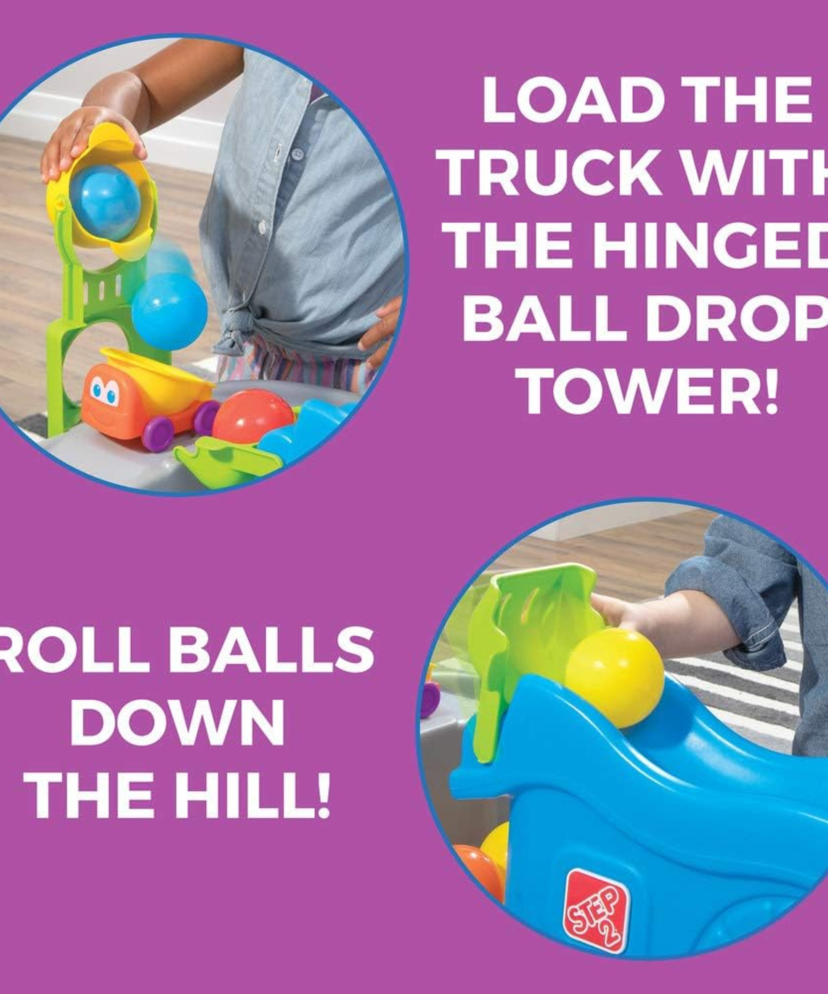 طاولة اللعب بول باديز تروكين آند رولين من ستيب 2، مجموعة ألعاب حسية داخلية وخارجية، لعبة نشاط مع 13 قطعة من الملحقات بما في ذلك الكرات ولعبة STEM ومركز الأنشطة، مناسبة للأطفال من سن سنتين فما فوق