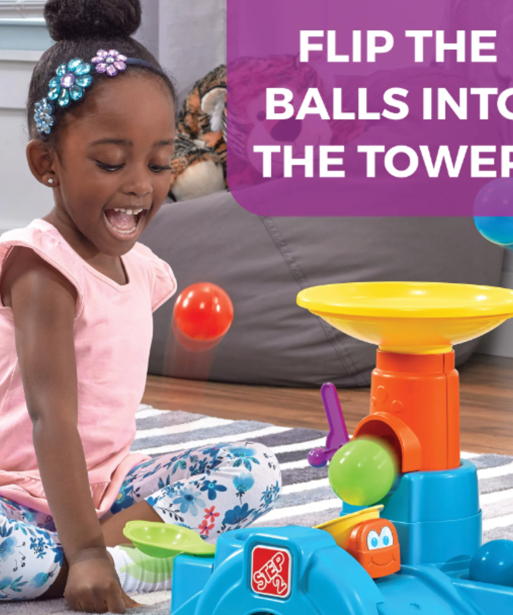 برج نفق Ball Buddies من Step2، طاولة لعب حسية داخلية وخارجية، لعبة نشاط مع 12 قطعة من الملحقات بما في ذلك الكرات ولعبة STEM ومركز الأنشطة، مناسبة للأولاد والبنات من عمر سنة واحدة فما فوق