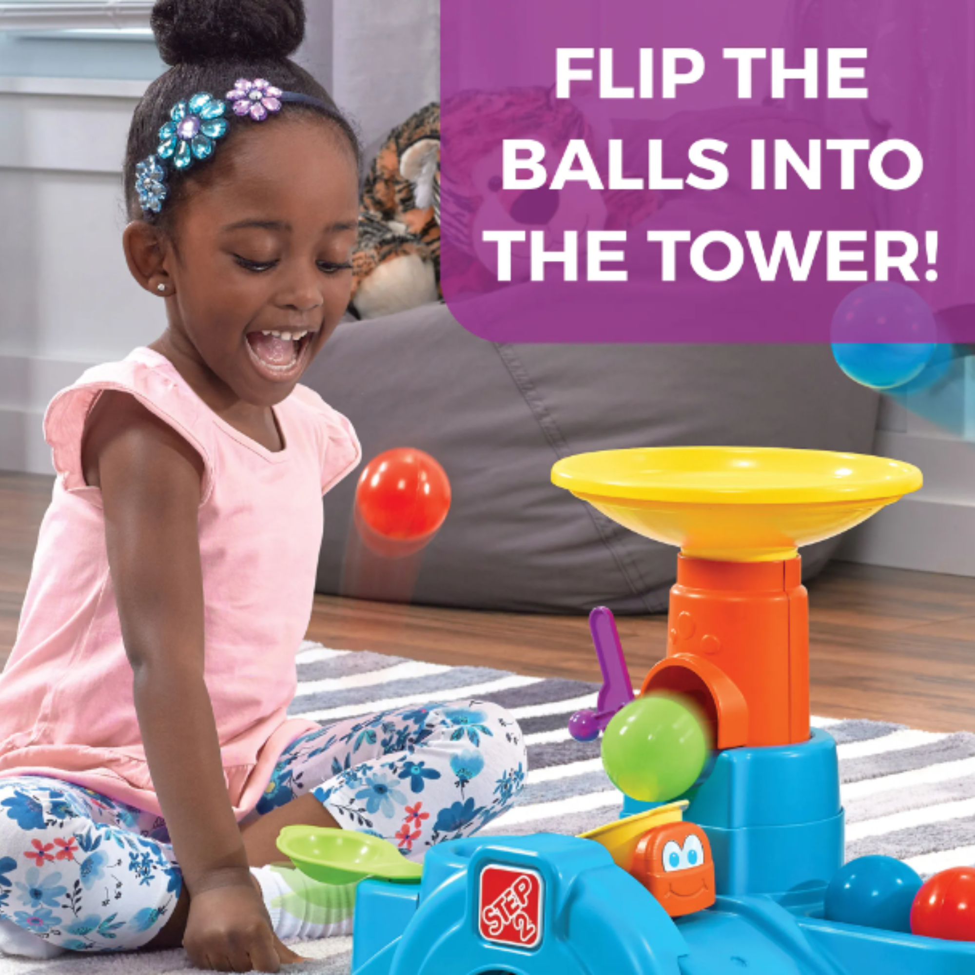 برج نفق Ball Buddies من Step2، طاولة لعب حسية داخلية وخارجية، لعبة نشاط مع 12 قطعة من الملحقات بما في ذلك الكرات ولعبة STEM ومركز الأنشطة، مناسبة للأولاد والبنات من عمر سنة واحدة فما فوق