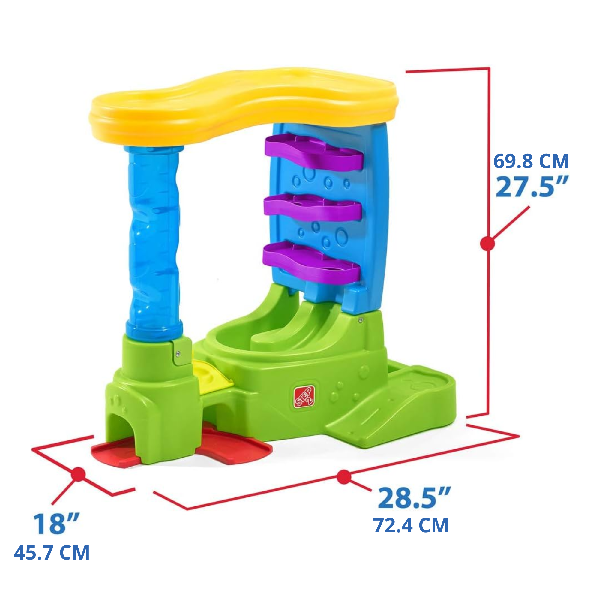 طاولة لعب حسية داخلية وخارجية من ستيب 2 بول باديز دبل دروب إتش كيو، لعبة نشاط مع 12 قطعة من الملحقات بما في ذلك الكرات ولعبة STEM ومركز الأنشطة، مناسبة للأولاد والبنات من عمر سنة فما فوق