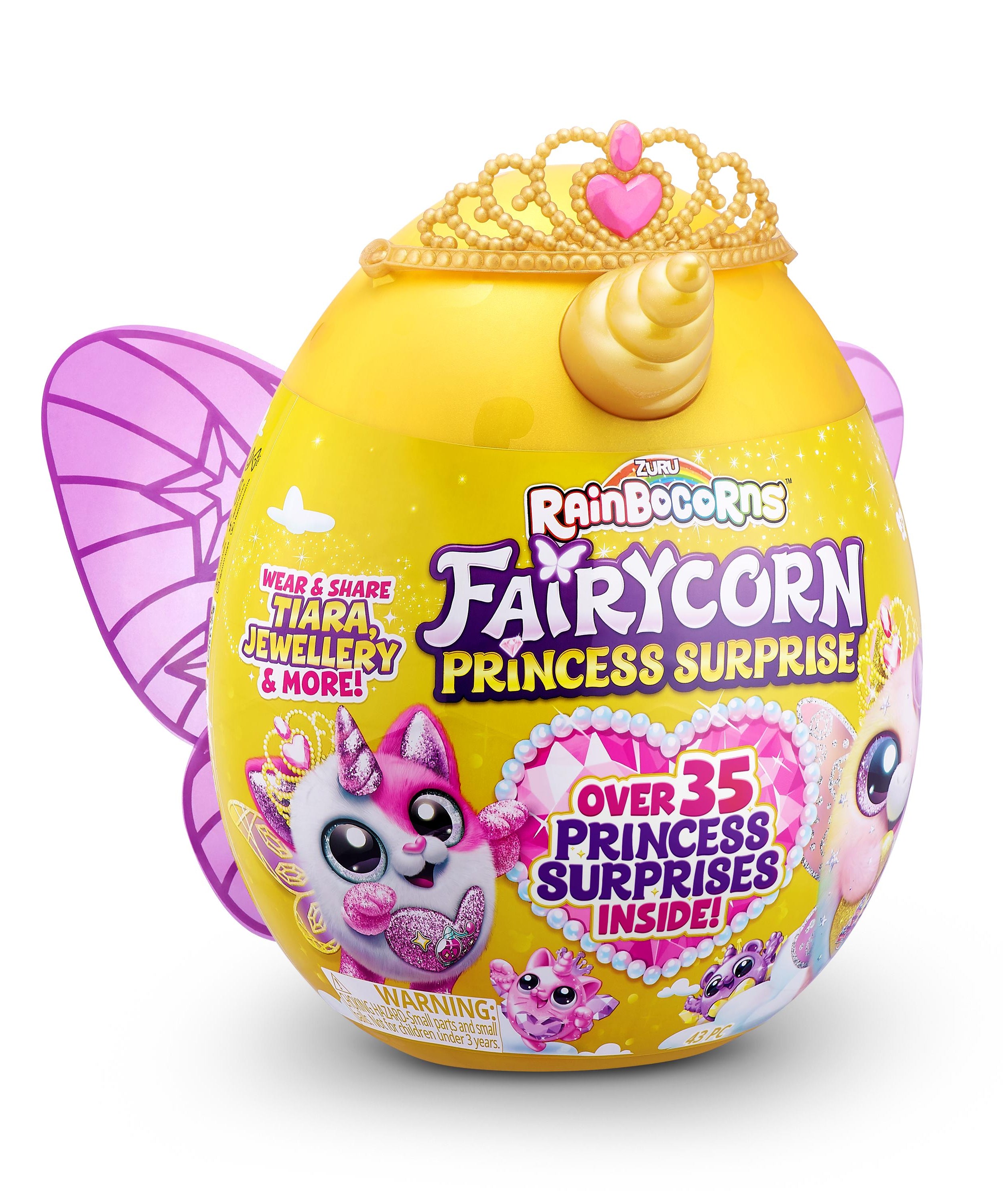Rainbocorns Fairycorn Princess Surprise (Puppy) 11" Collectible Plush Toy with 35+ Surprises, Fairy Wings, Tiara, Wand, Boo-Boocorn, and Surprise Egg, Soft Toy for Girls Ages 3+