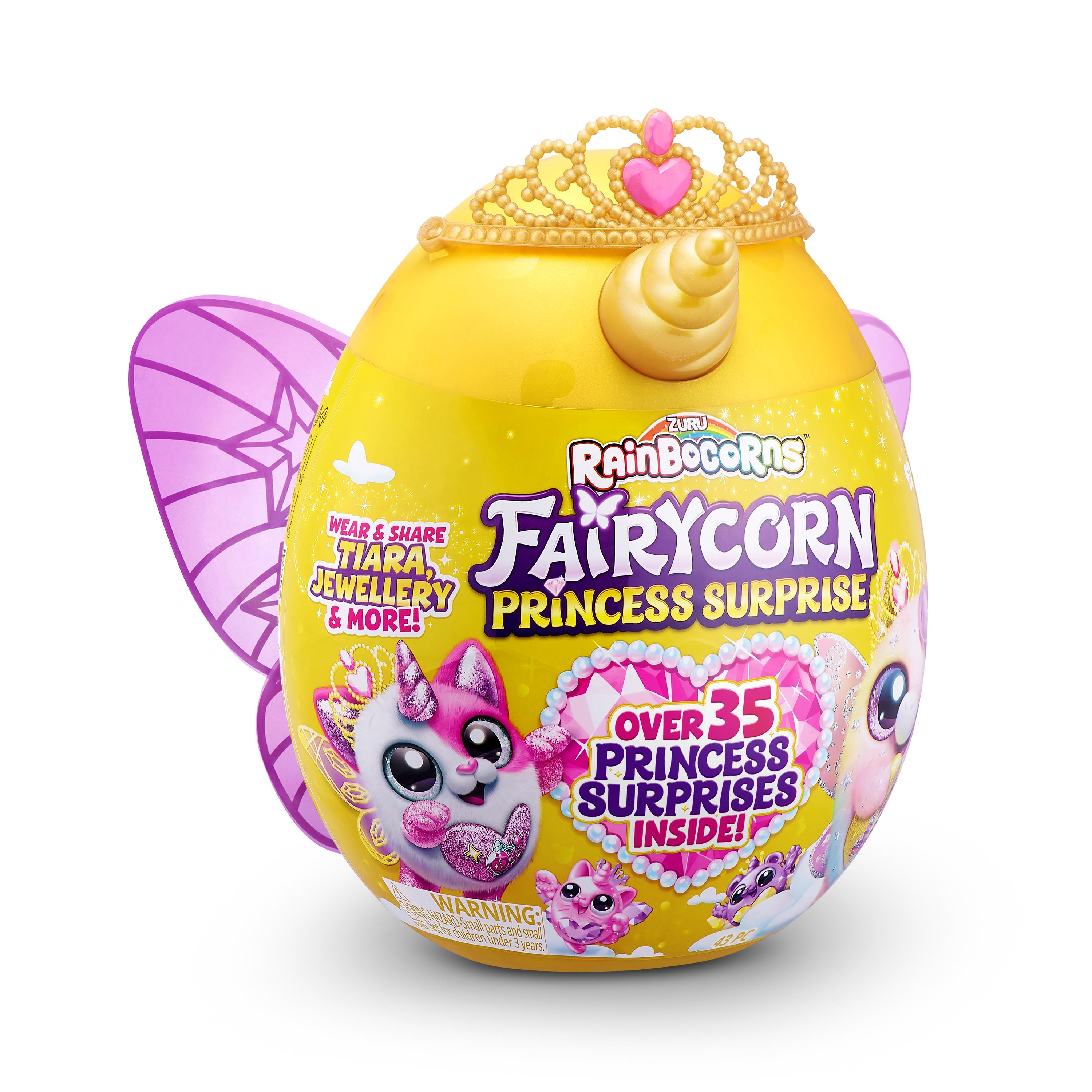 Rainbocorns Fairycorn Princess Surprise (Puppy) 11" Collectible Plush Toy with 35+ Surprises, Fairy Wings, Tiara, Wand, Boo-Boocorn, and Surprise Egg, Soft Toy for Girls Ages 3+
