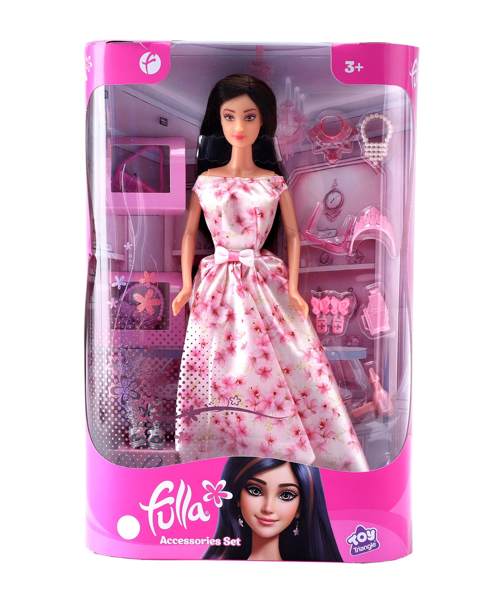 Fulla Fashion Doll with Dress-Up Accessories, Handbag, Shoes, Crown, Hair Tools & Necklace for Creative Styling Play, Ages 3+