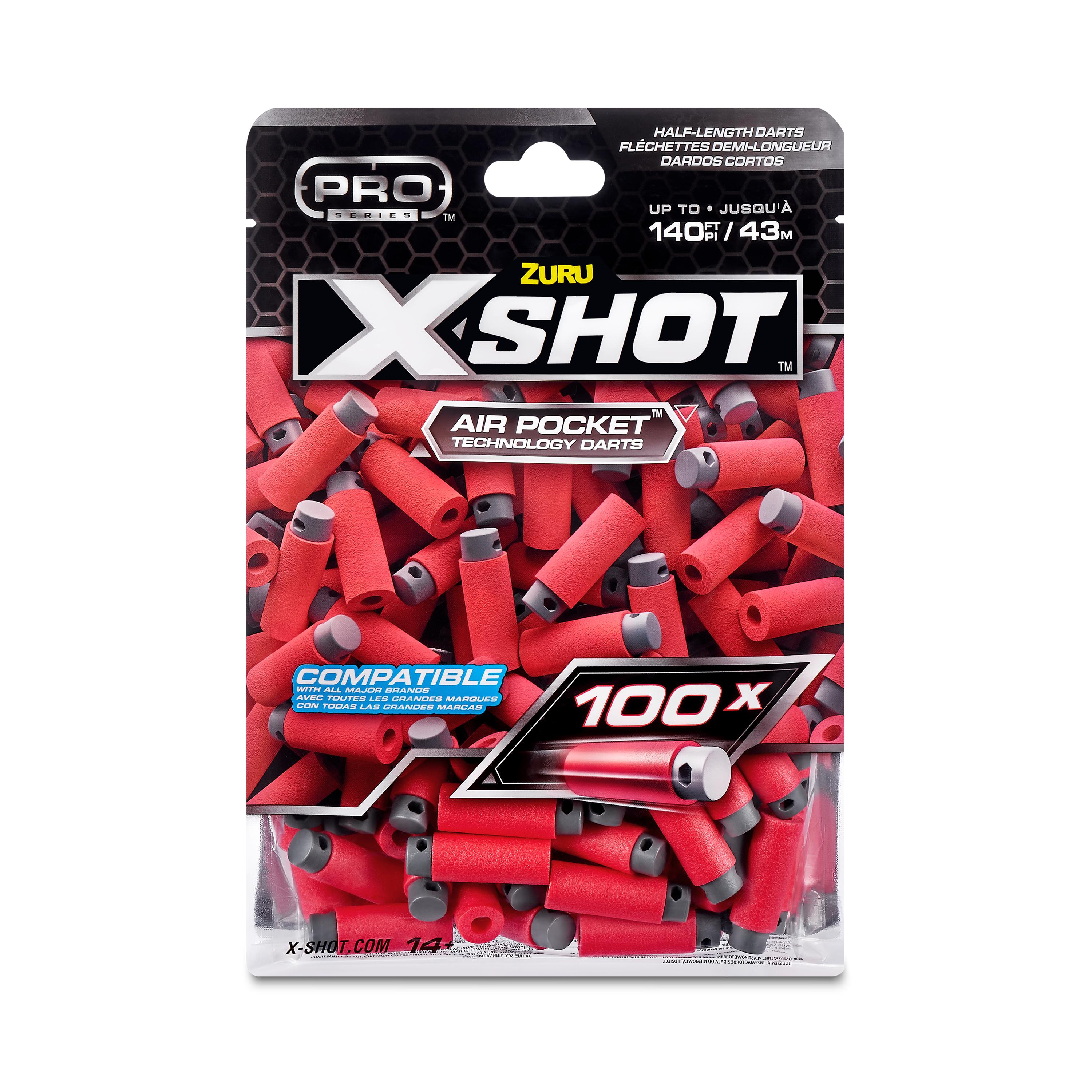 XSHOT Pro Series Half-Length Air Pocket Technology Foam Dart Refill, 100 Darts for Boys Age 14+