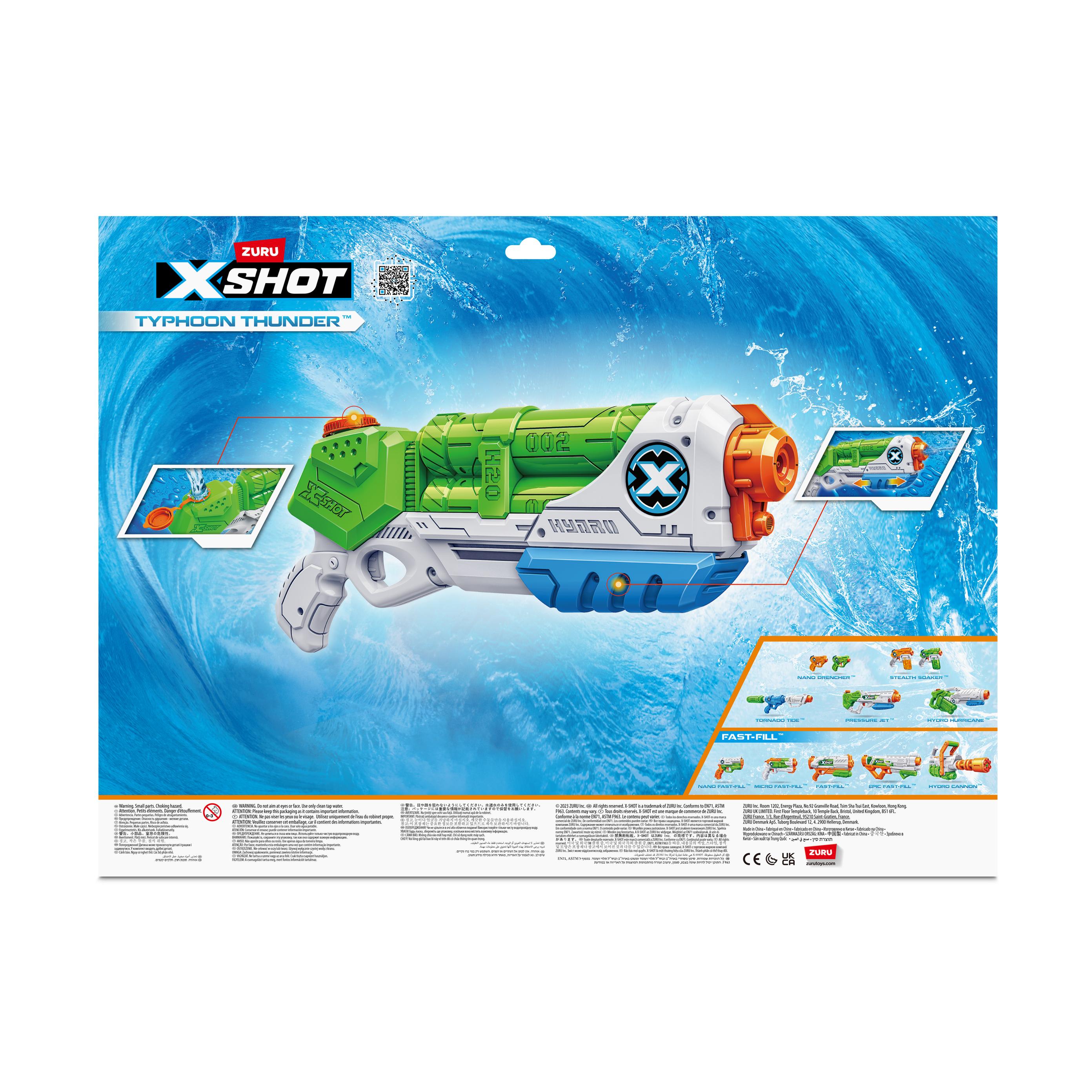 X-Shot Typhoon Thunder Water Blaster, Medium Pump Action Soaker Guns with 550ml Tank, Blast Water 9m, Outdoor Summer Water Play for Kids, Pack of 3 ,Boys, Age 5+