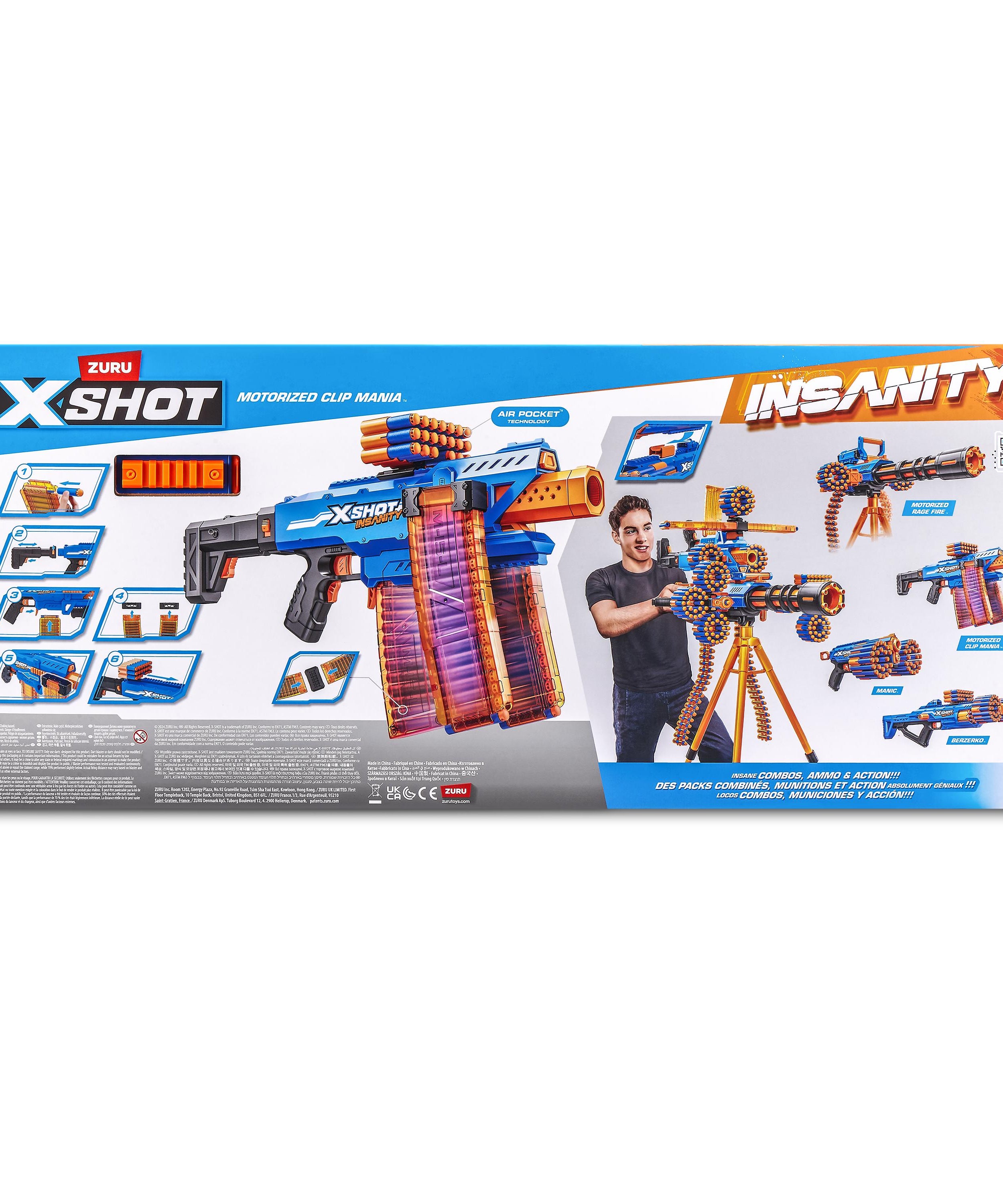 X Shot Insanity Motorised Clip Blaster, High Power Toy Gun for Boys, Age 8+