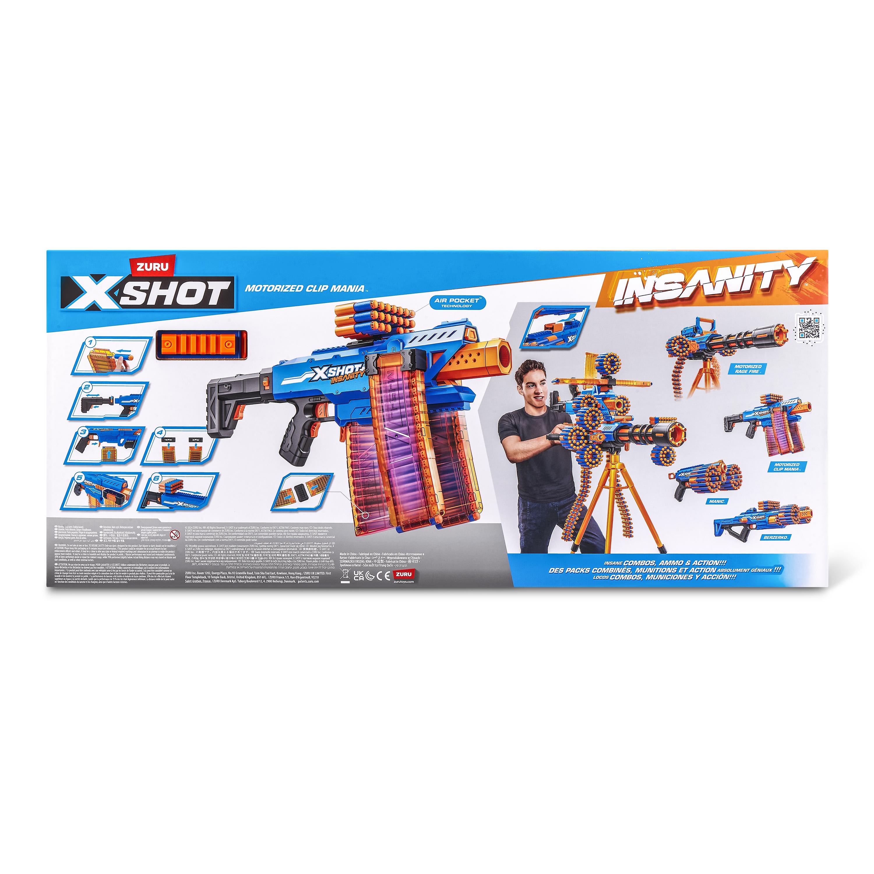 X Shot Insanity Motorised Clip Blaster, High Power Toy Gun for Boys, Age 8+