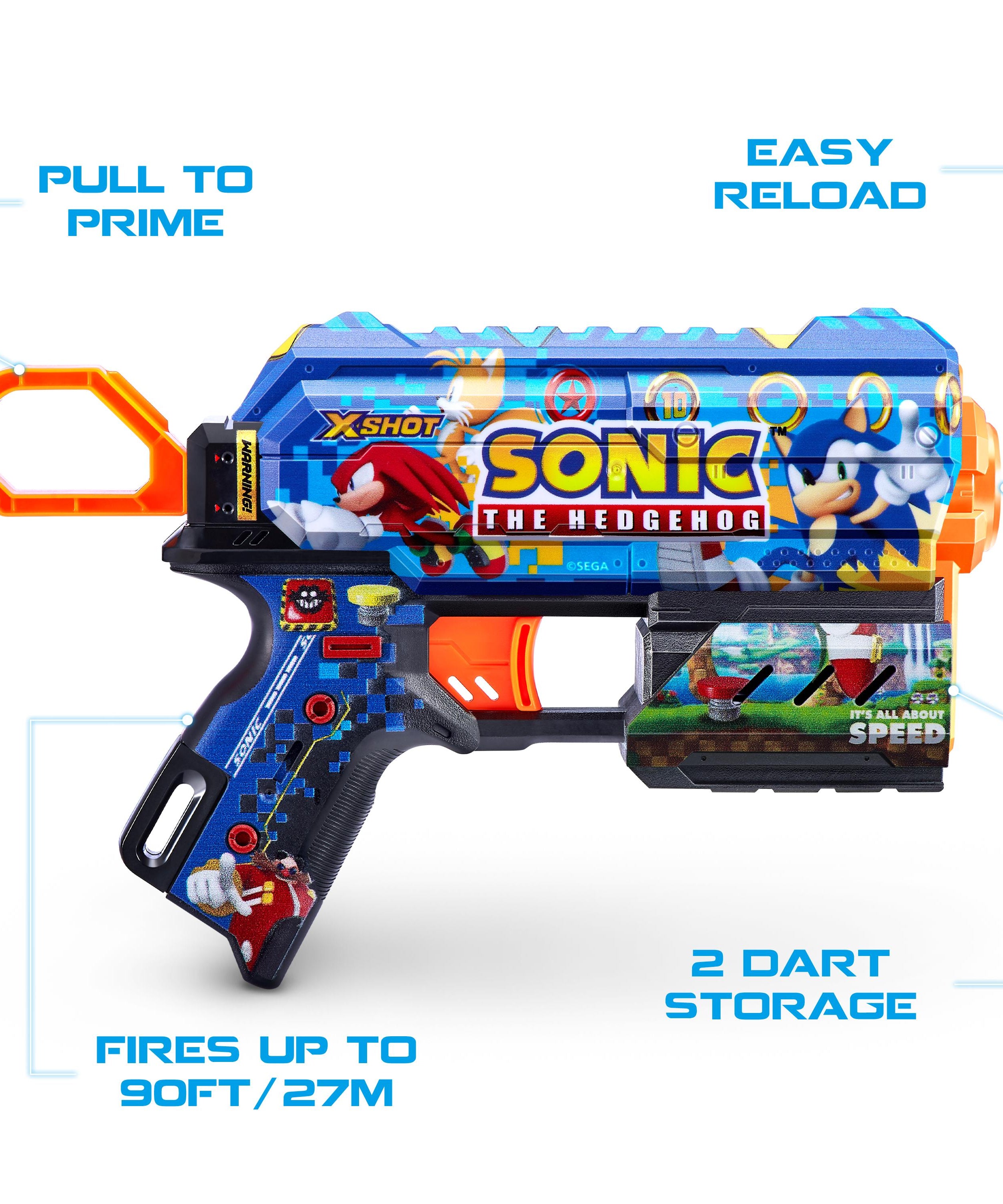 XSHOT Skins Flux Sonic (S1) Blaster, 8 Dart Capacity Toy Gun with Air Pocket Technology, Recoil Action, Long-Range Outdoor Blaster for Kids Ages 8+