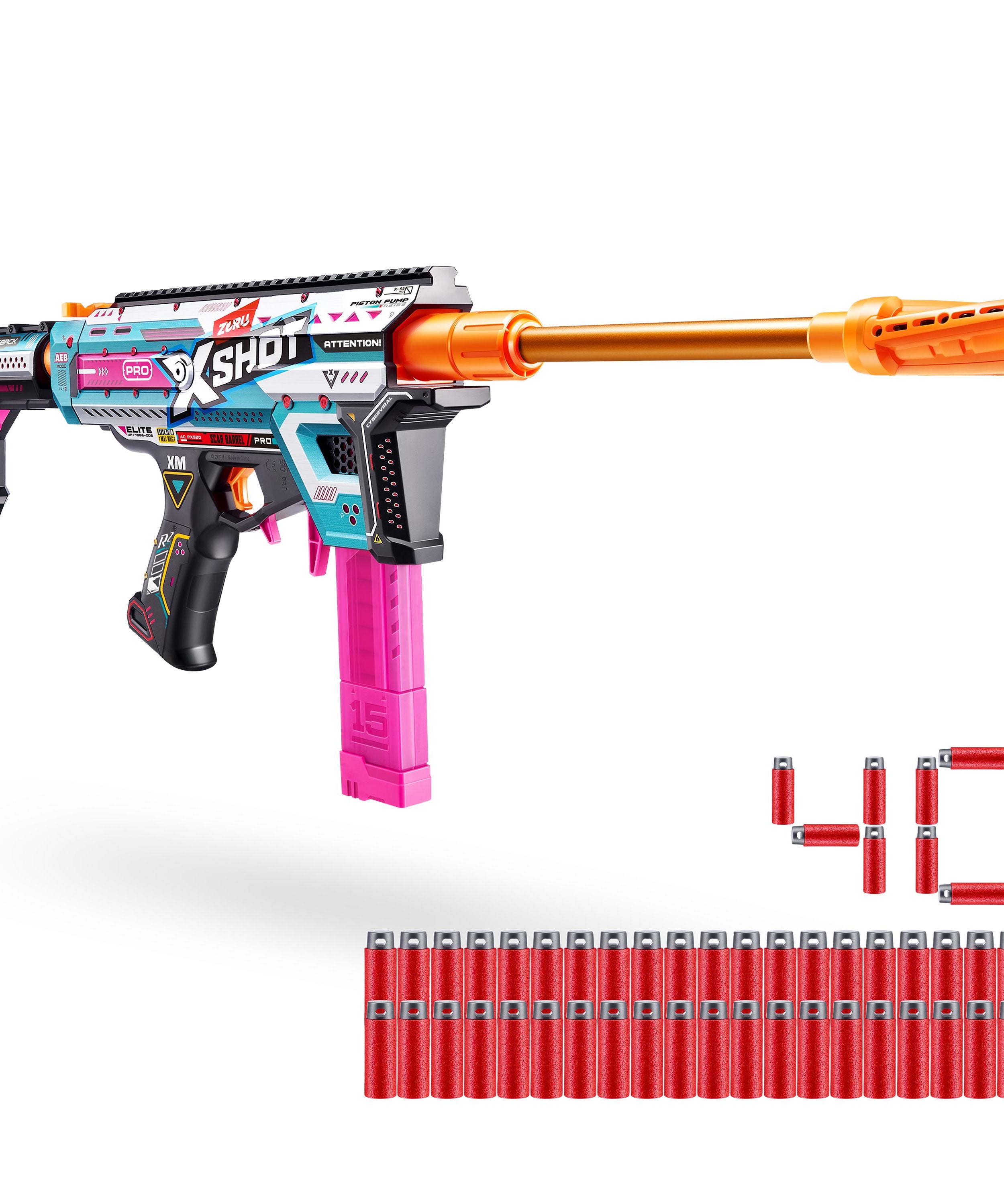 XSHOT Pro Motorized Blaster S1 AEB Automatic Electric Dart Gun with Adjustable Shoulder Rest, Accuracy Pro Roller Scar, Semi/Full Auto, Shoots 160FPS, Air Pocket Technology Darts, Age 14+