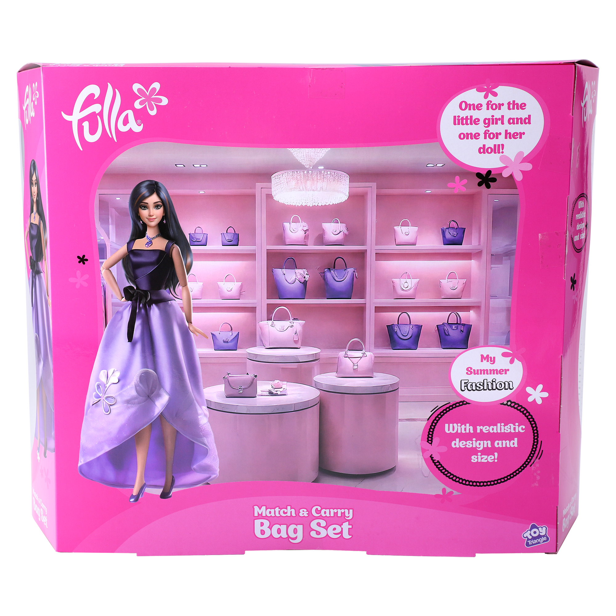 Fulla Doll with Carry Bag Set, Travel Play Doll Set with Matching Bags, Pretend Play Toy for Girls Ages 3 and Up