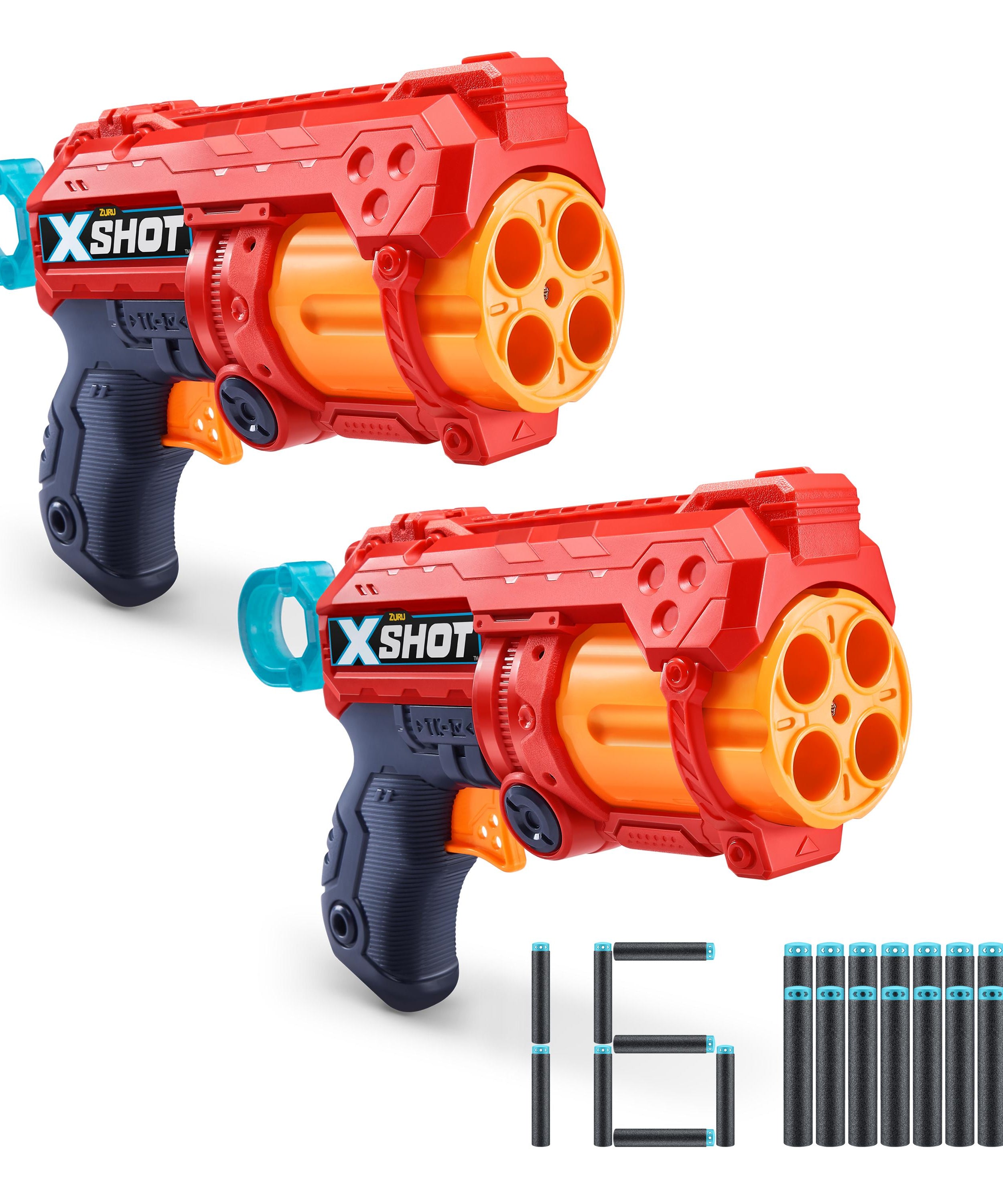 X-Shot Excel Double Fury 4 Blaster Combo Pack for Kids Ages 6+, 16 Darts & 3 Can Targets