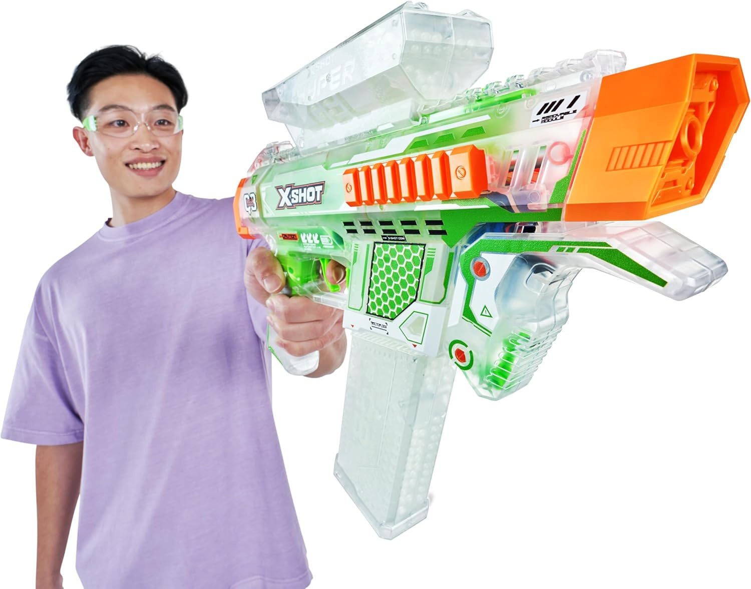 X Shot Hyper Gel Glow In The Dark Medium Blaster, Toy Gun for Boys, Age 14+