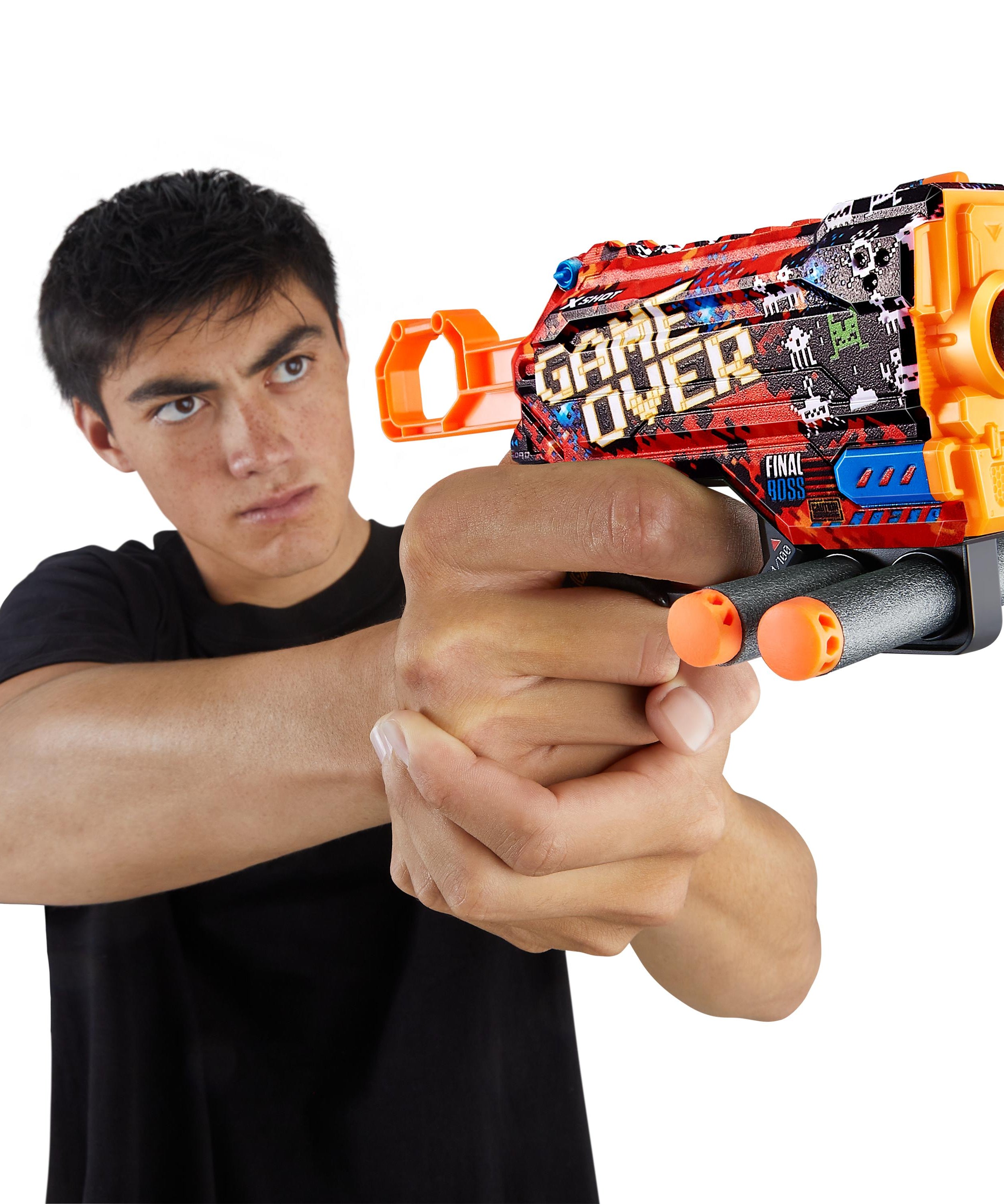 X Shot Skins Menace Blaster, Compact Foam Dart Gun for Boys, Age 8+