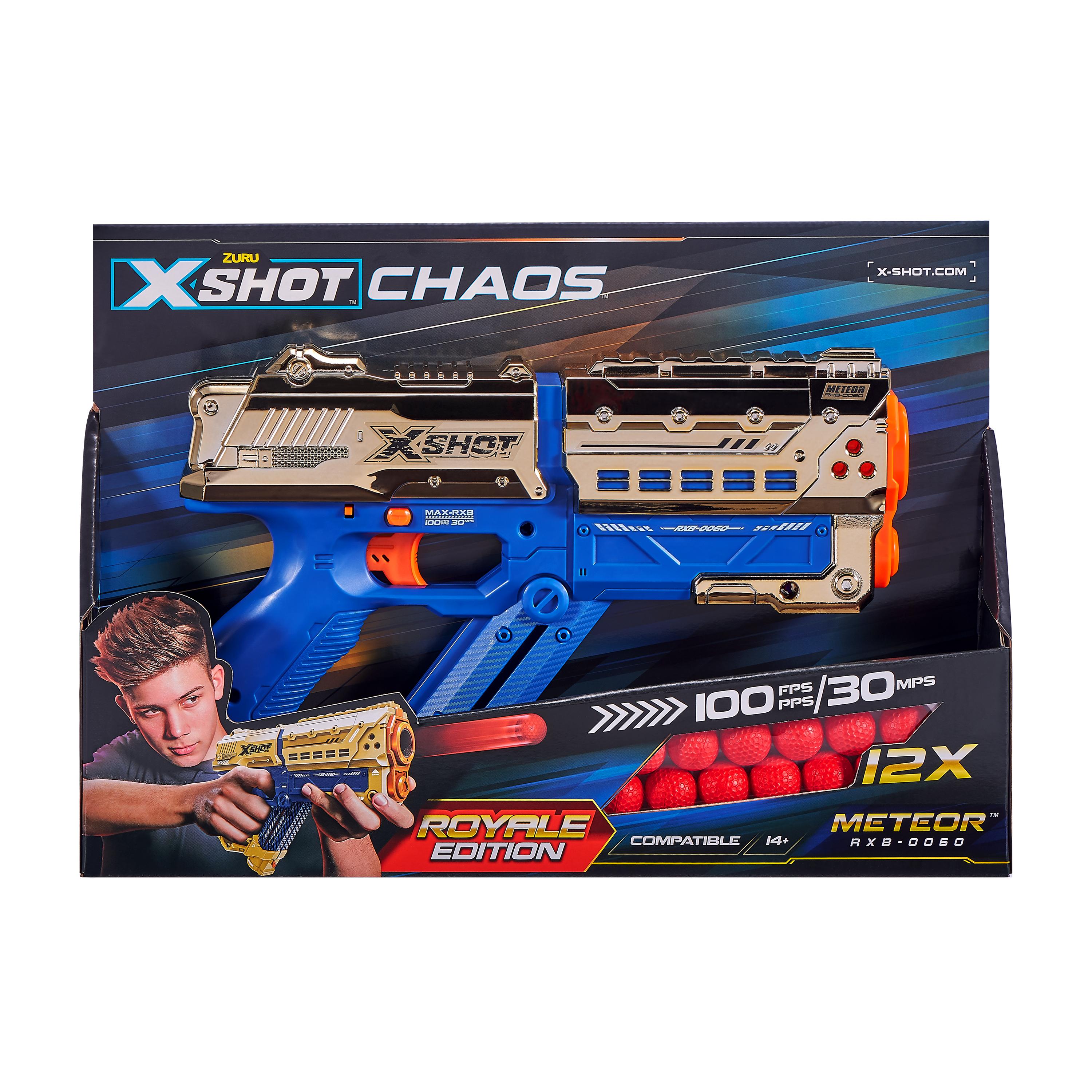 X Shot Chaos Dart Ball Blaster Golden Meteor, High Speed Ball Gun Toy for Boys, Age 14+