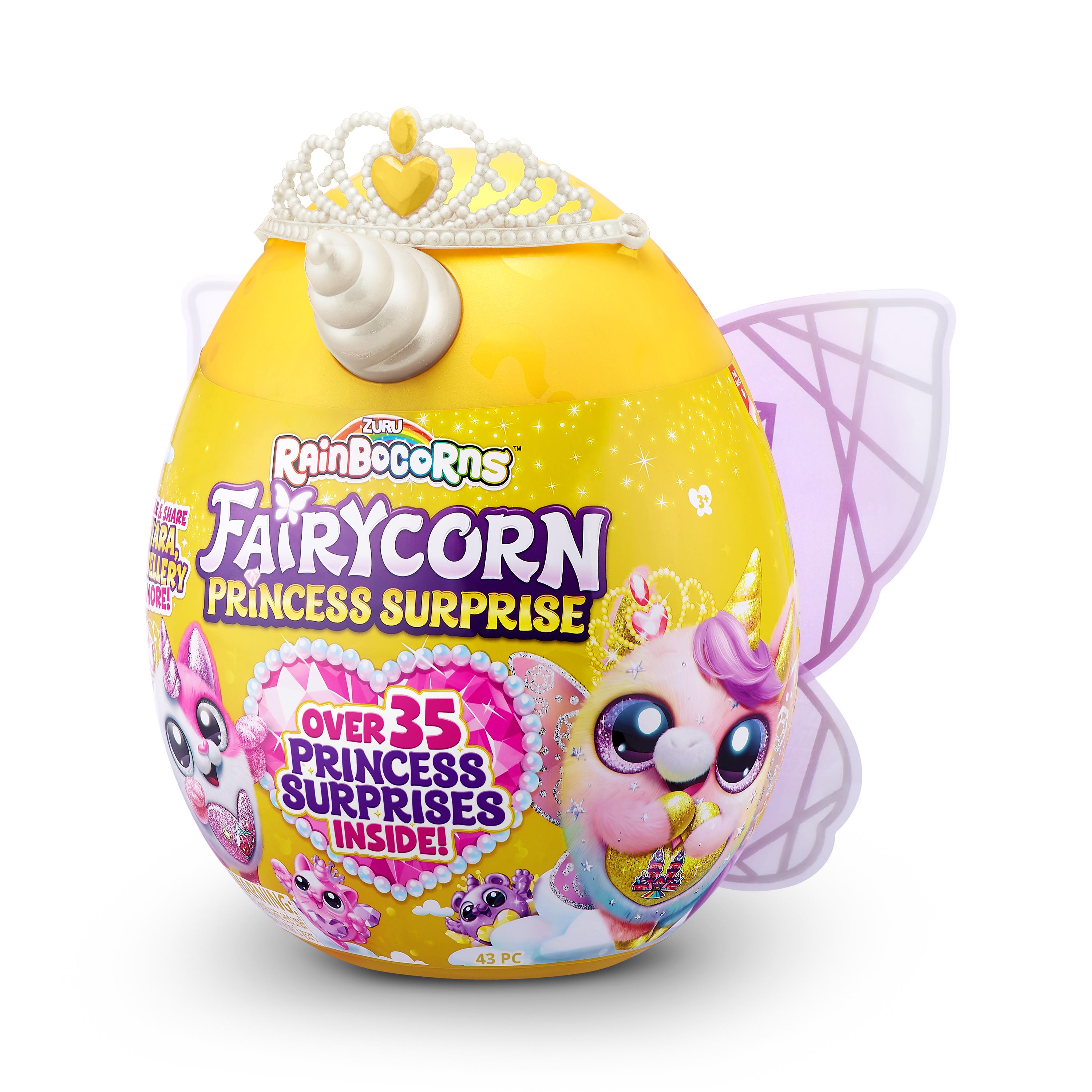 Rainbocorns Fairycorn Princess Surprise (Puppy) 11" Collectible Plush Toy with 35+ Surprises, Fairy Wings, Tiara, Wand, Boo-Boocorn, and Surprise Egg, Soft Toy for Girls Ages 3+