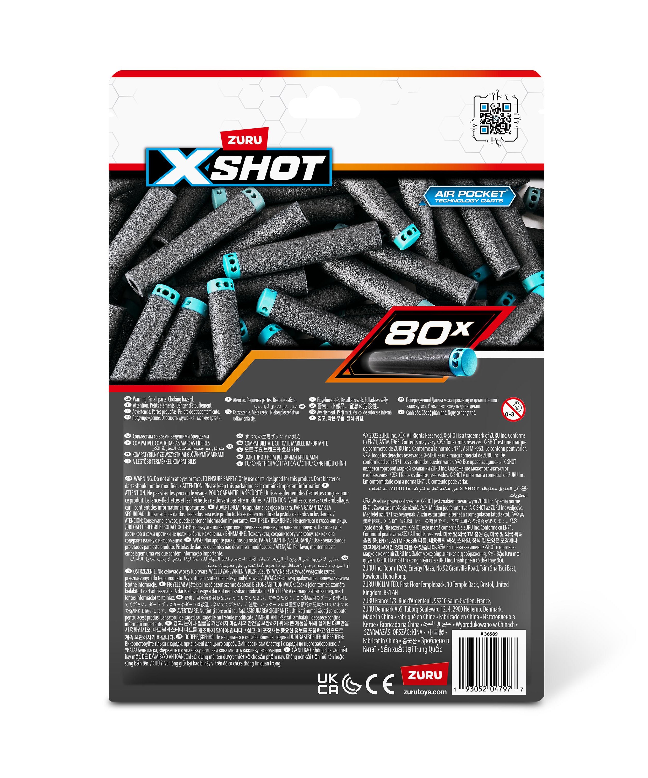 X Shot Excel Refill Darts 80 pcs, Foam Darts Pack for Boys, Age 8+
