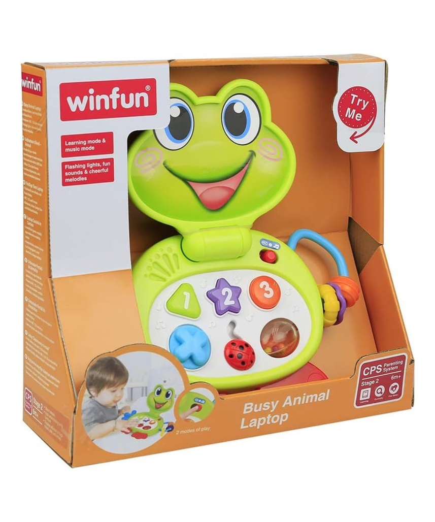 Winfun Froggy Busy Animal Laptop Toy Interactive Learning Laptop for Toddlers 6M+