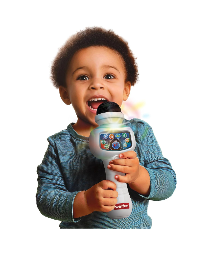 Winfun Karaoke Kid Wireless Mic for Kids Interactive Singing Microphone with Built-In Songs, Sound Effects and Party Fun Easy-to-Hold Musical Toy for Toddlers and Young Children
