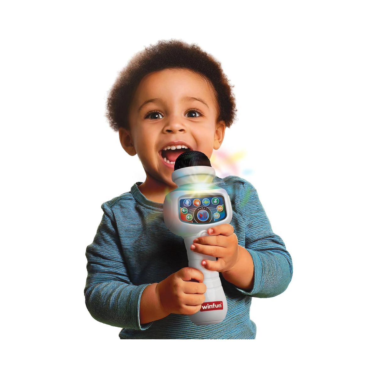 Winfun Karaoke Kid Wireless Mic for Kids Interactive Singing Microphone with Built-In Songs, Sound Effects and Party Fun Easy-to-Hold Musical Toy for Toddlers and Young Children
