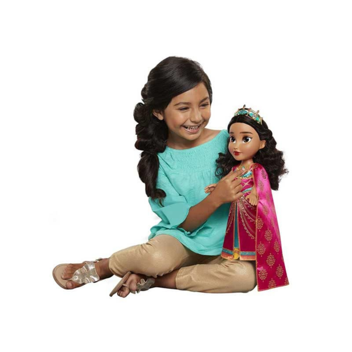 Disney Aladdin Musical Doll Jasmine, JAKKS Pacific, 14 Inch Princess Doll with Music Elegant Dress and Sparkling Crown, Requires 2 AAA Batteries, Girls Birthday Gift, Model 86131