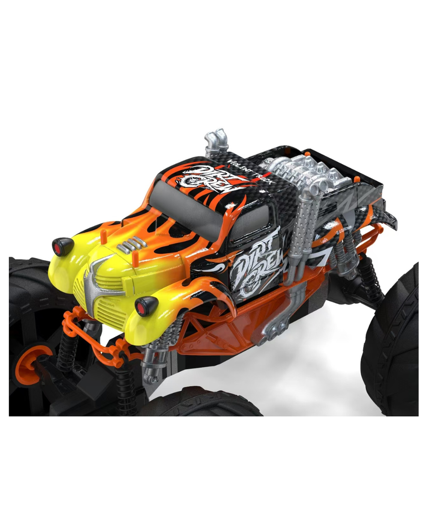 Crazy Wheels 2.4GHz RC Monster Truck 1:10 Scale 4WD High Speed Remote Control Car with Big Wheels, Full Function Hobby RC Car, Assorted Color, Ages 3+