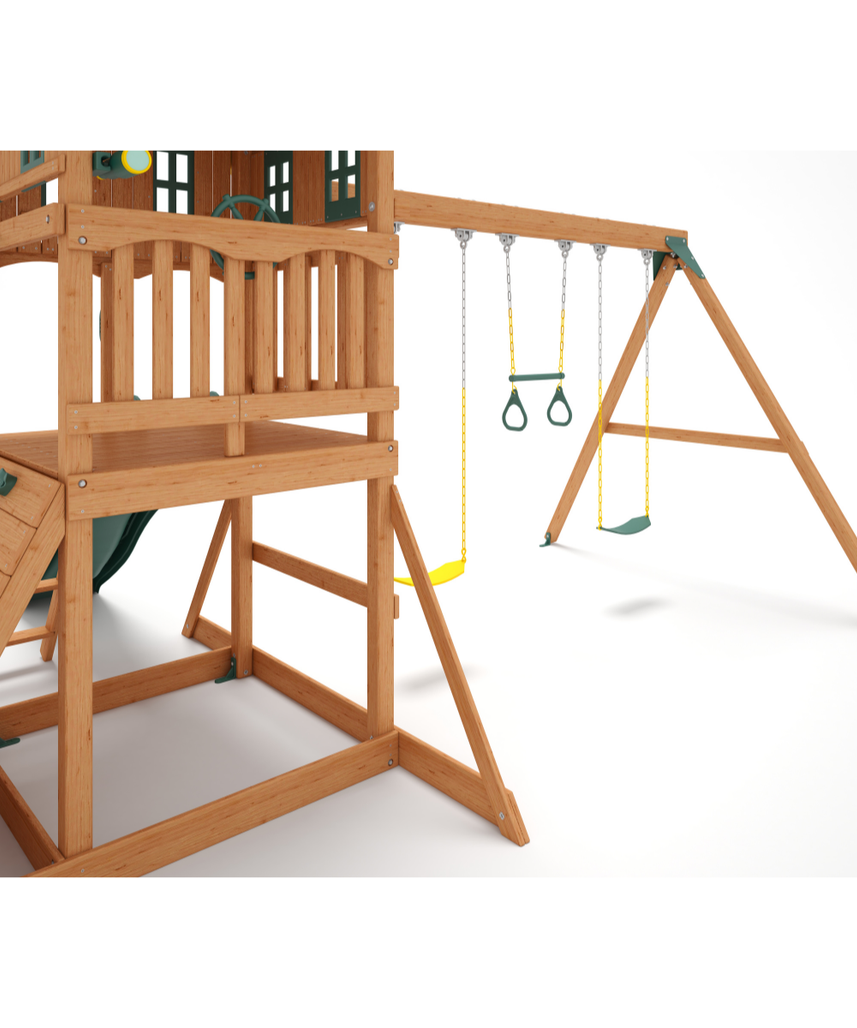 Sunny Sling Swing Set – Kiddoro Wooden Outdoor Playset (Ages 2–12 Years)