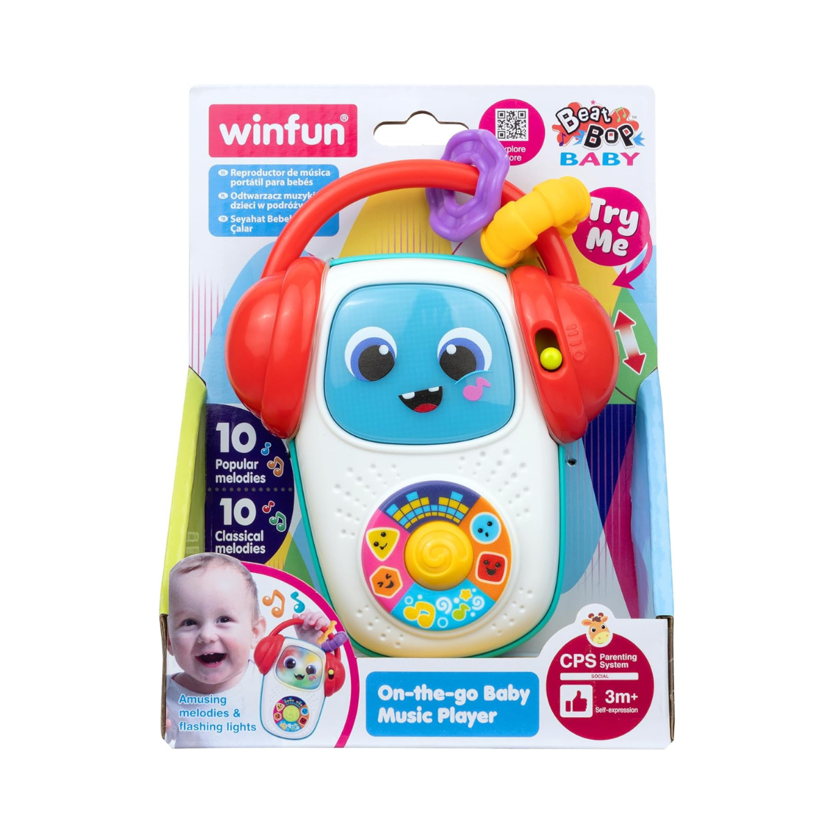 Winfun On-the-Go Baby Music Player Interactive Musical Toy for Toddlers 3-36 Months with Lights and Fun Tunes