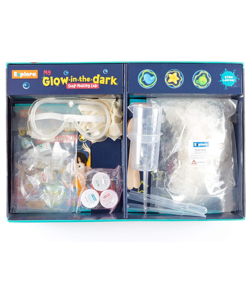 Explore STEM Learner My Glow-in-The-Dark Soap Making Lab, Educational DIY Activity Toy Kit for Boys and Girls 6+, Science Experiment Kit, Safe Tested Materials, One Size