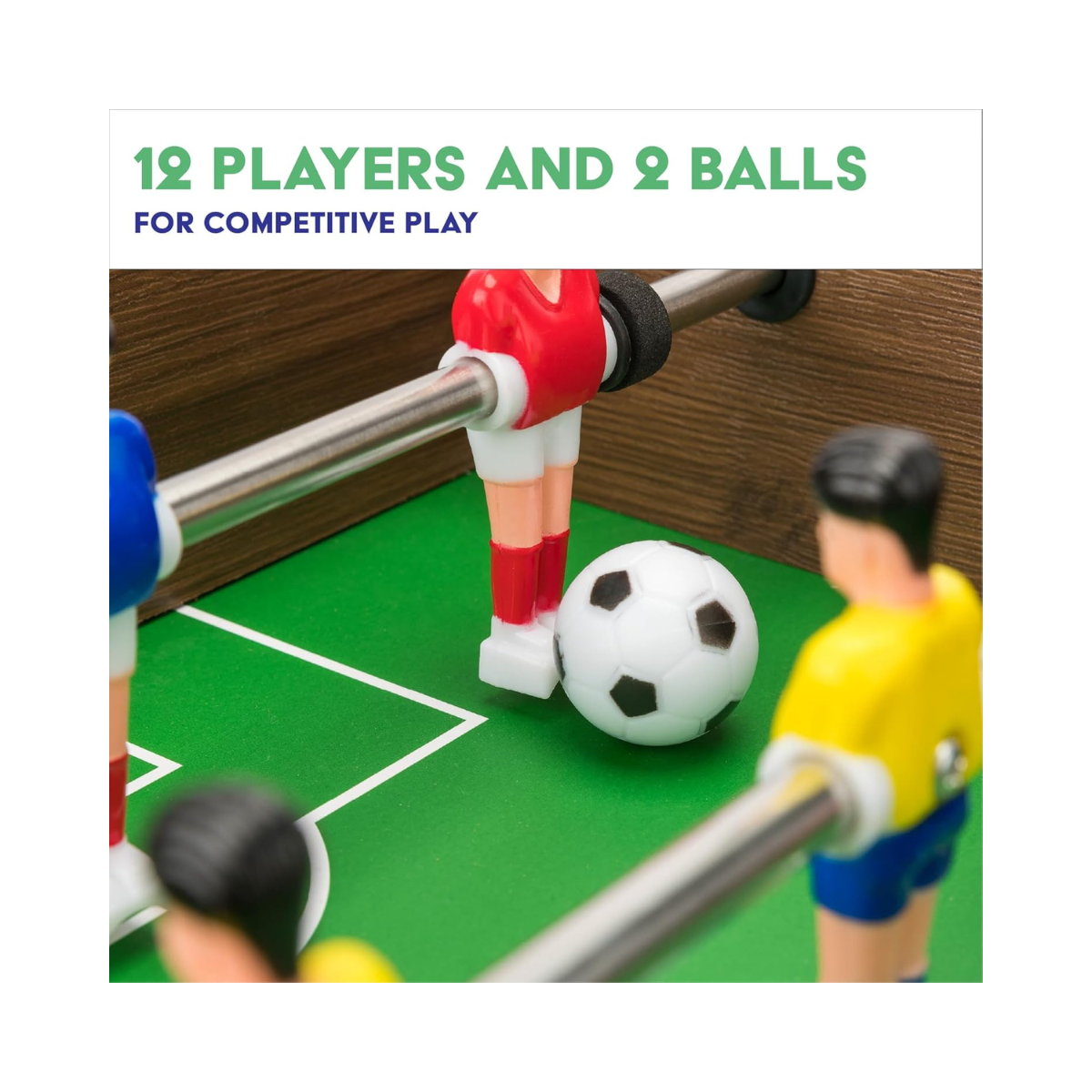 Power Play TY5893DB Table Top Football Foosball Game, 20 Inch Compact Game Table for Boys and Girls 5+, Sturdy Wooden Construction, Smooth Rotating Rods, Manual Score Tracker, Indoor Family Fun