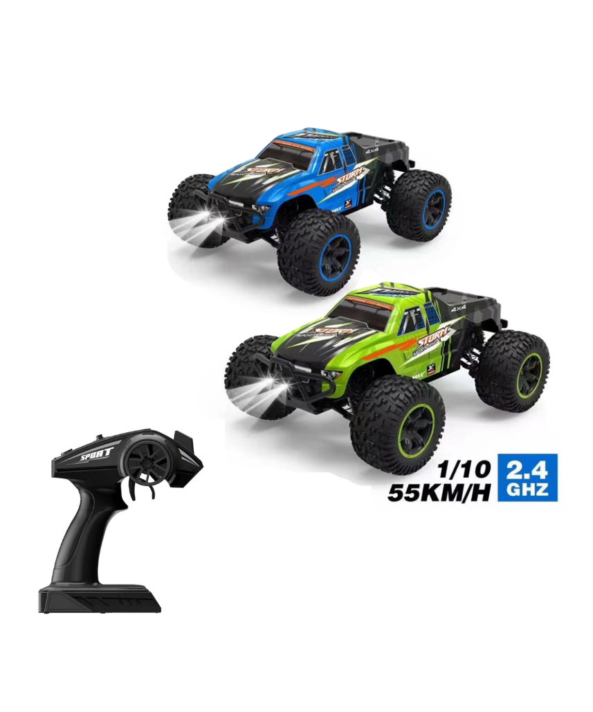 Crazon 2.4GHz RC High Speed Off Road Truck 1:10 Scale 4WD Remote Control Car RTR, 55kmh Fast Racing Monster Truck with LED Lights, Assorted Color, Ages 14+