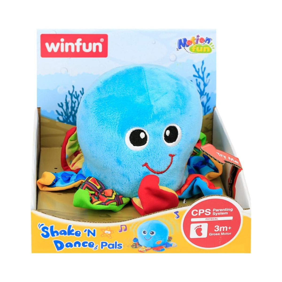 Winfun Electronic Vibration Octopus Toy Blue, Calming Soft Plush Baby Toy with Gentle Vibration, Sensory Development for Infants and Toddlers 3+ Months