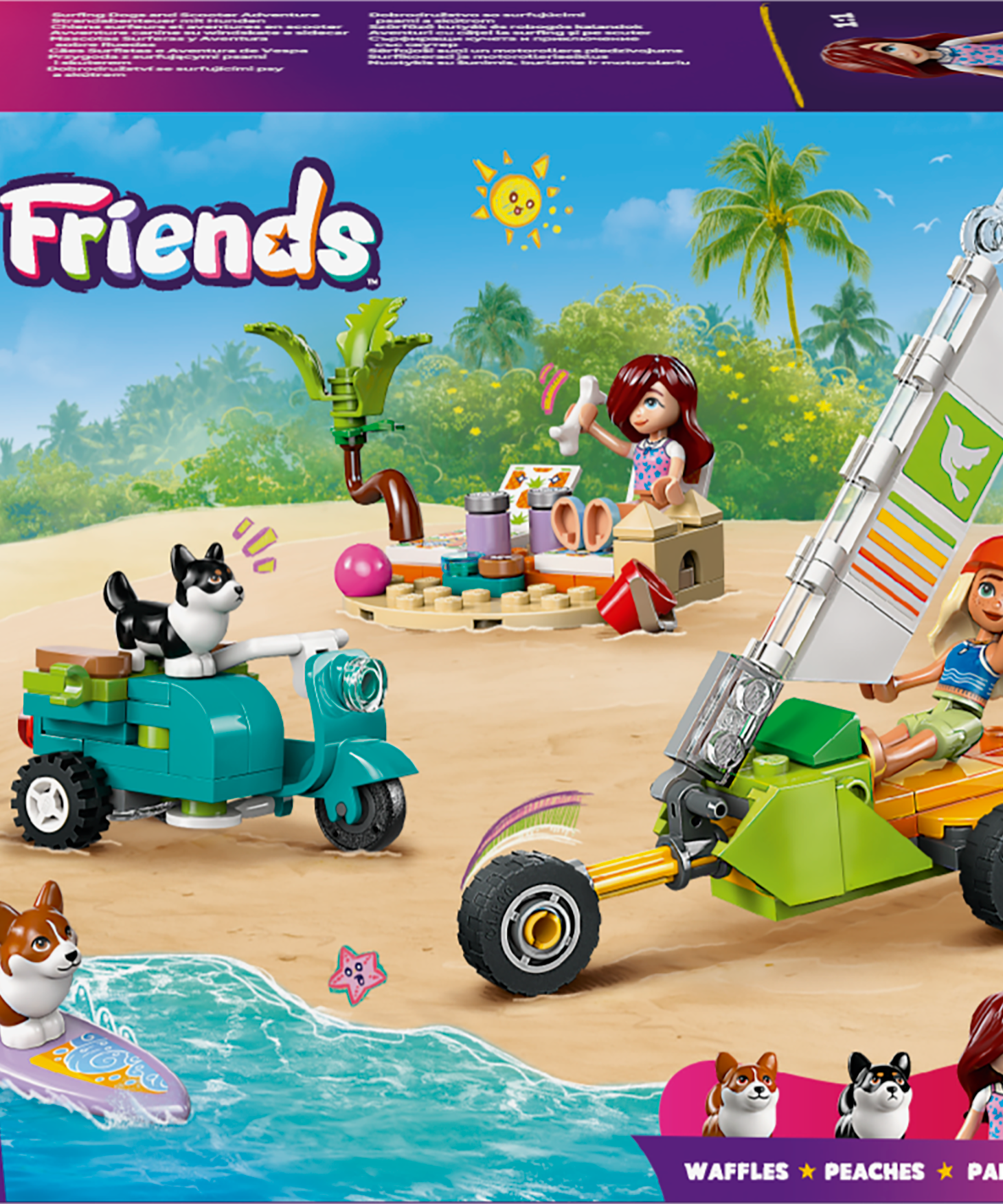 LEGO Friends 42641 Surfing Dogs & Scooter Adventure Set for Kids 6+