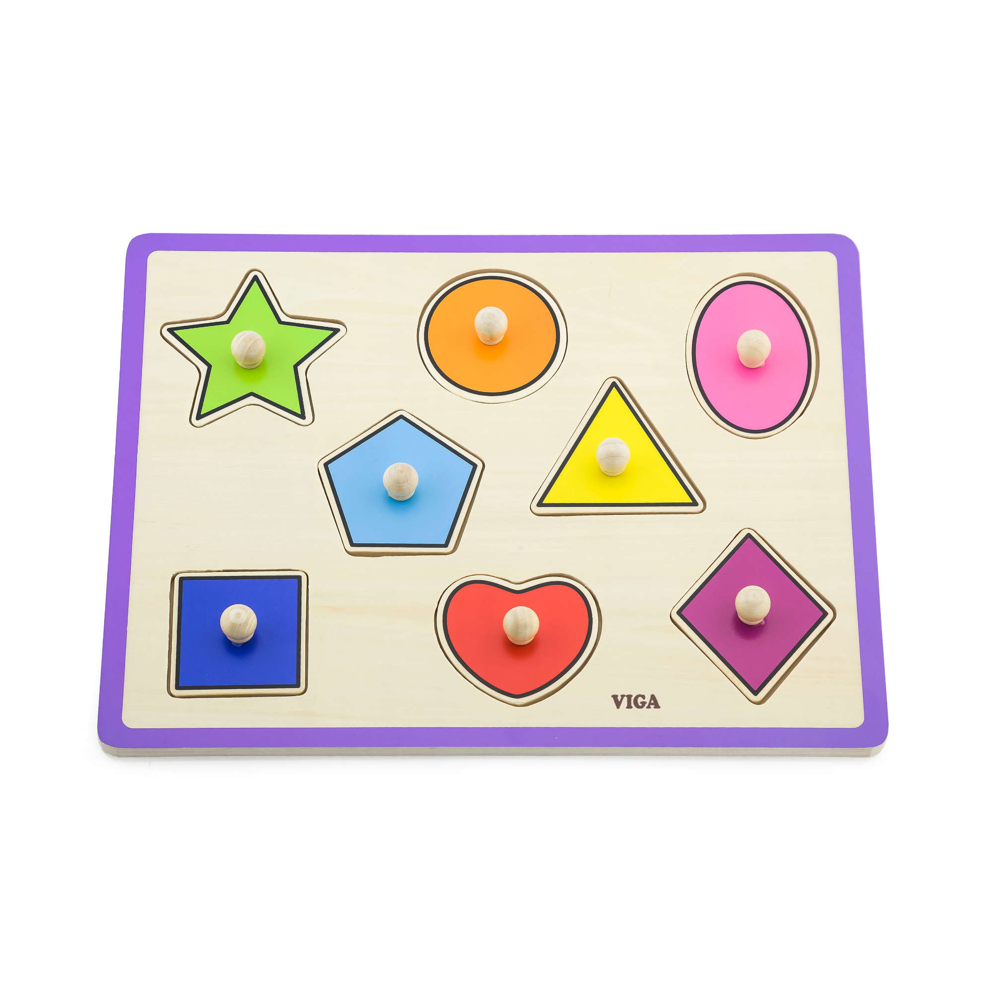 أشكال فيجا، أحجية بمقابض من 8 قطع، لعبة مونتيسوري الخشبية، تنمي المهارات الحسية والإدراكية والحركية الدقيقة، لعبة تعليمية للأطفال غير سامة وصديقة للبيئة، مناسبة للأولاد والبنات من سن 18 شهرًا فما فوق