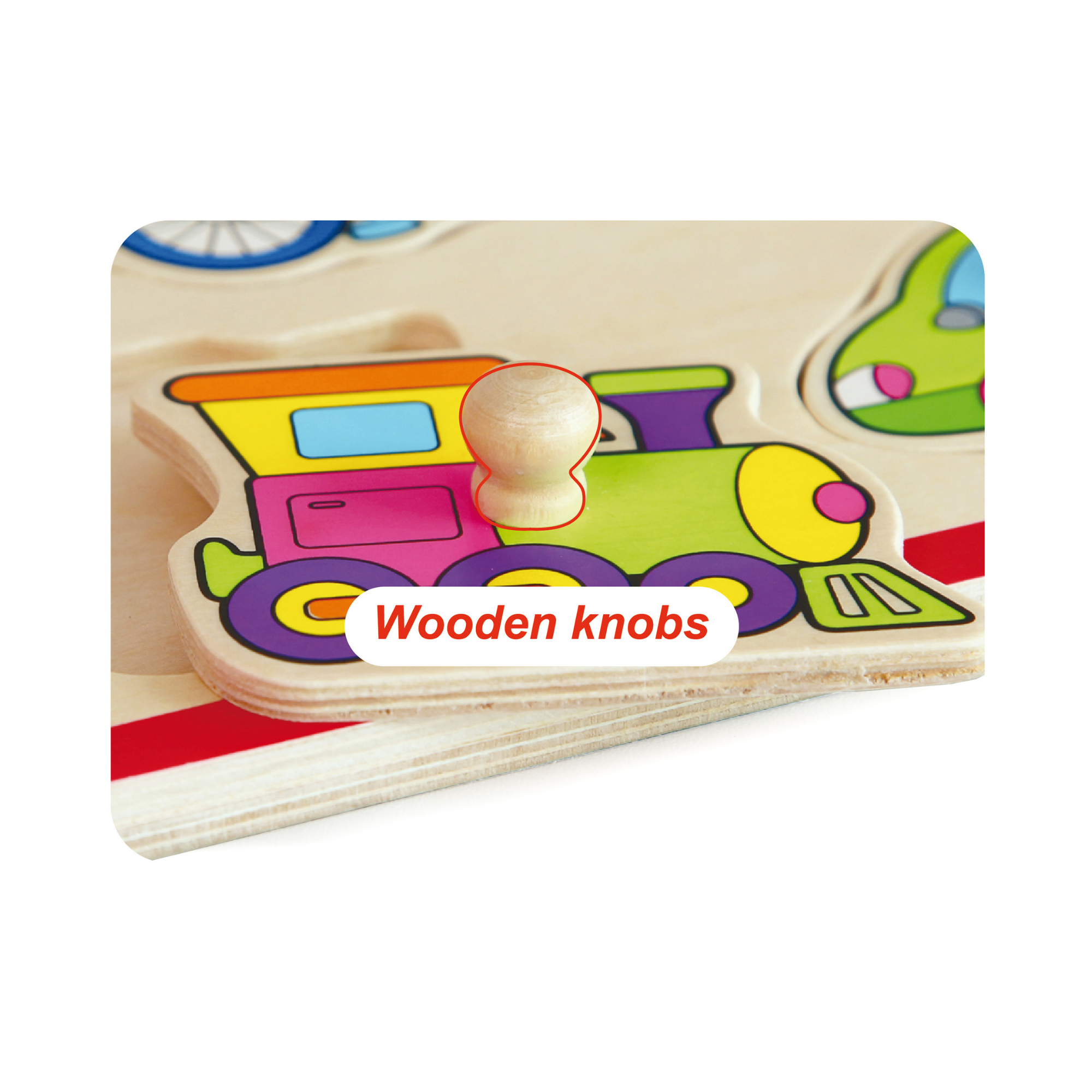 Viga Transports, 8 Piece Knob Puzzle, Montessori Wooden Toy, Develops Sensory, Cognitive & Fine Motor Skills, Non-Toxic & Eco-friendly Kids Educational Toy, Suitable for Boys and Girls Aged 18M+