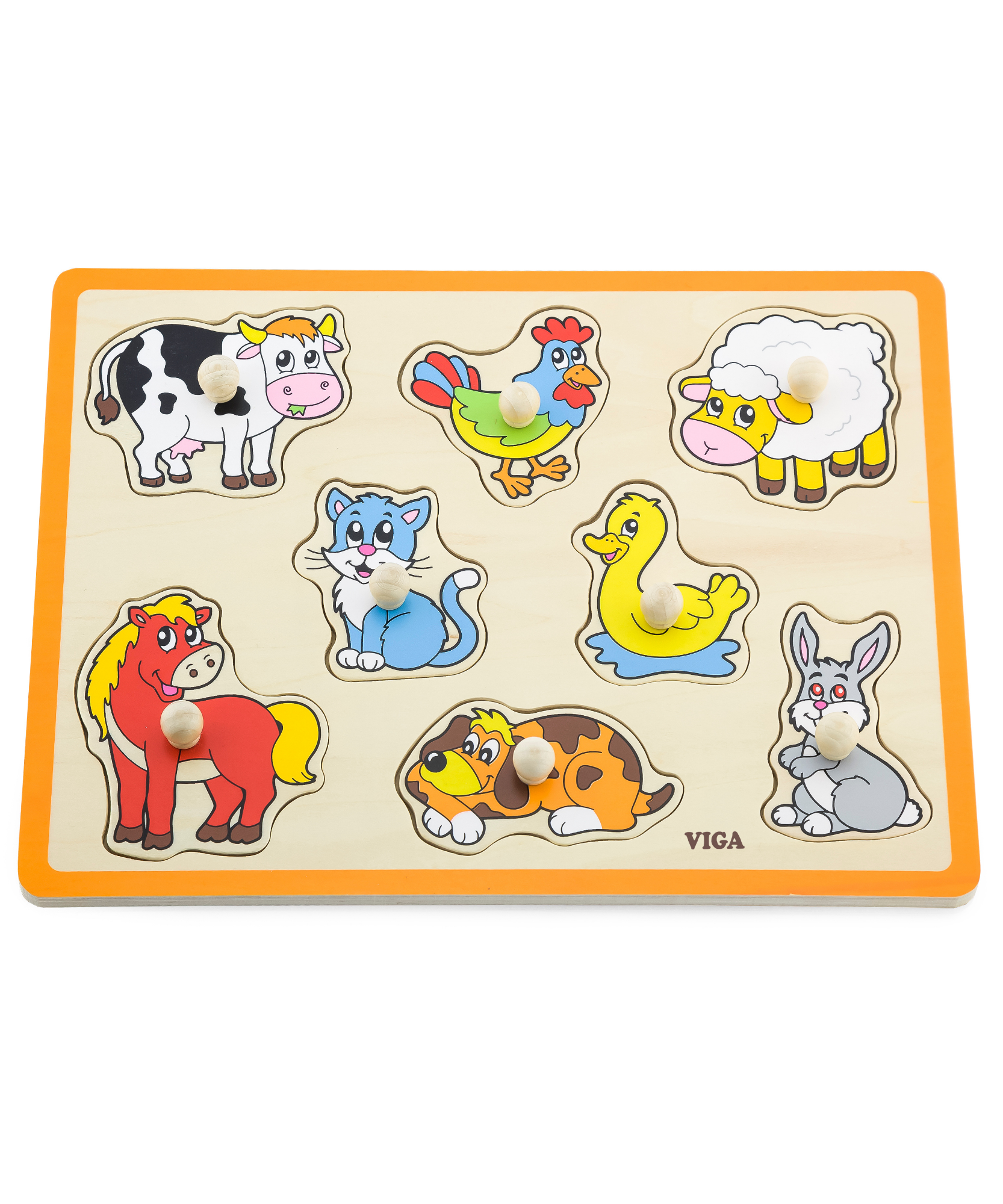لعبة أحجية حيوانات المزرعة من فيجا، مكونة من 8 قطع، لعبة مونتيسوري الخشبية، تُنمّي المهارات الحسية والإدراكية والحركية الدقيقة، لعبة تعليمية للأطفال غير سامة وصديقة للبيئة، مناسبة للأولاد والبنات من عمر 18 شهرًا فما فوق
