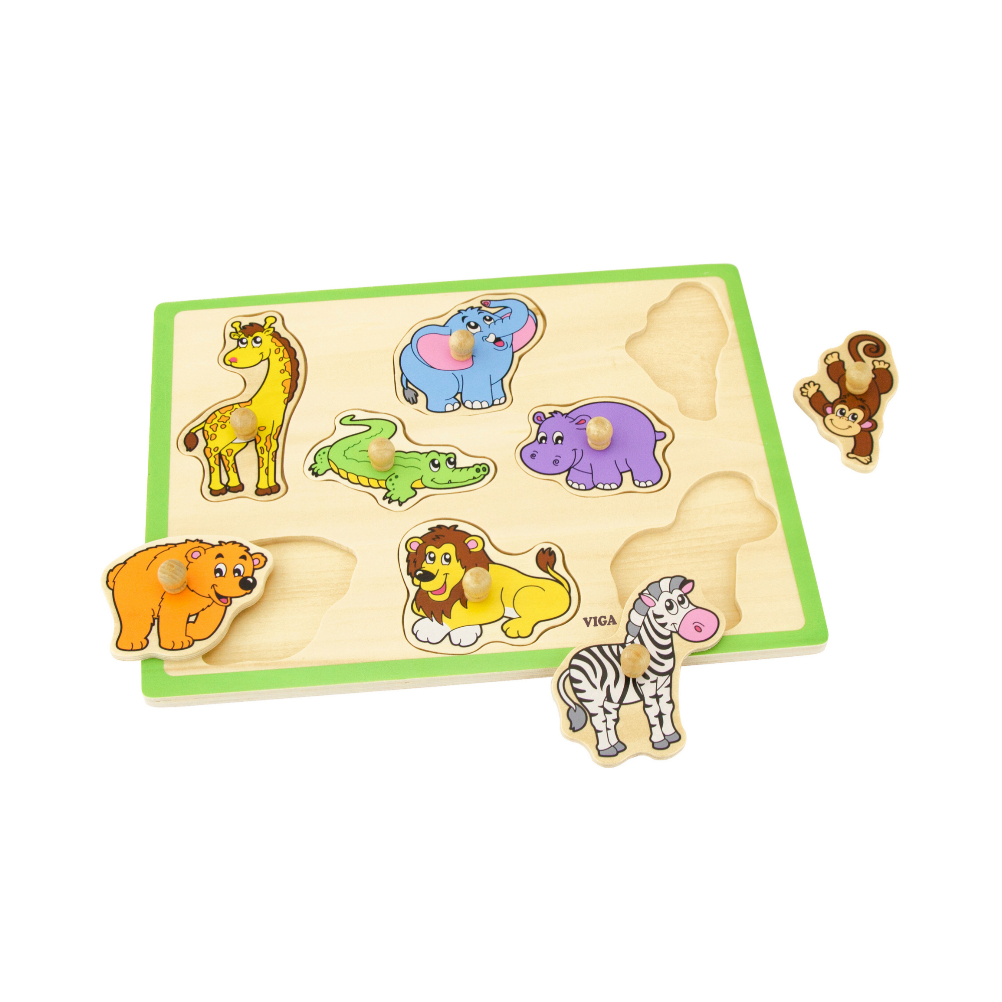 لعبة أحجية فيجا وايلد أنيملز، مكونة من 8 قطع، مصنوعة من الخشب من مونتيسوري، تُنمّي المهارات الحسية والإدراكية والحركية الدقيقة، غير سامة وصديقة للبيئة، مناسبة للأولاد والبنات من عمر 18 شهرًا فما فوق.