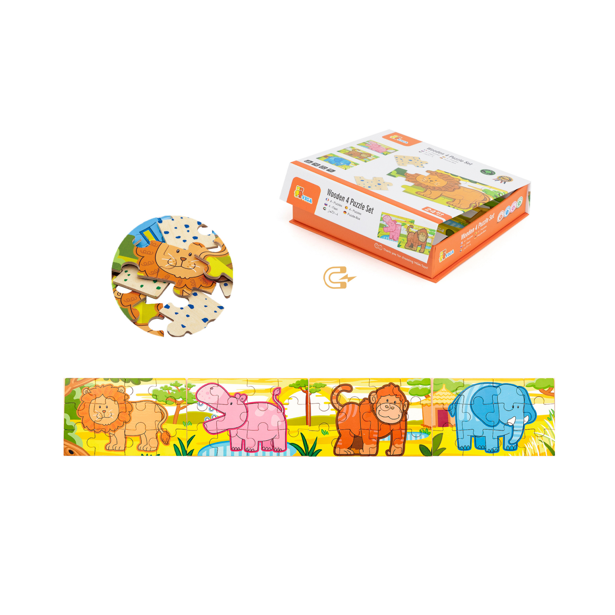 مجموعة أحجية فيجا جانجل، 48 قطعة، لعبة مونتيسوري الخشبية، تنمي المهارات الحسية والإدراكية والحركية الدقيقة، لعبة تعليمية للأطفال غير سامة وصديقة للبيئة، مناسبة للأولاد والبنات من عمر سنتين فما فوق