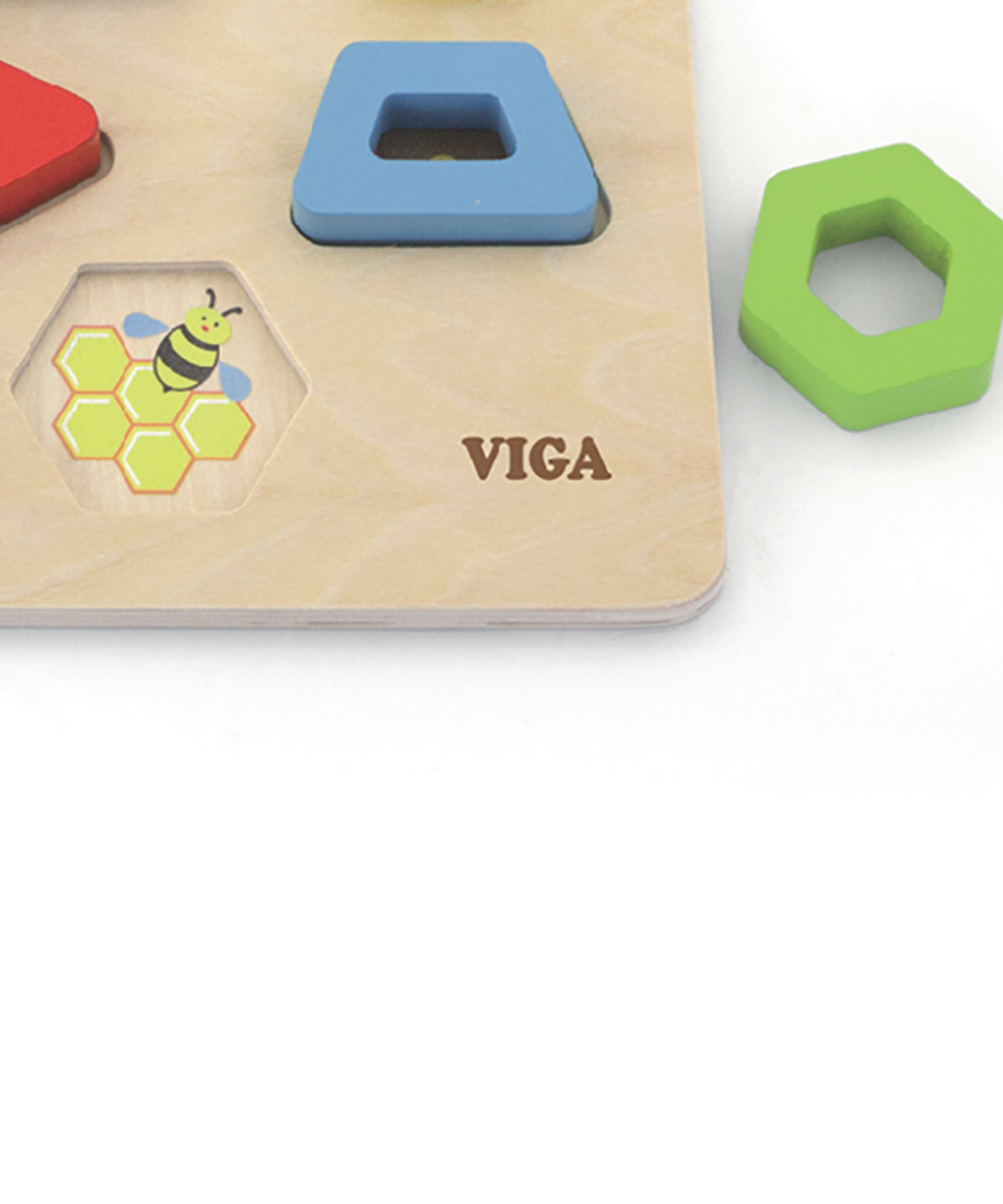 Viga Numbers & Shapes, 20 Piece Block Puzzle, Montessori Wooden Toy, Develops Sensory, Cognitive & Fine Motor Skills, Non-Toxic & Eco-friendly Kids Educational Toy, Suitable for Children Aged 18M+