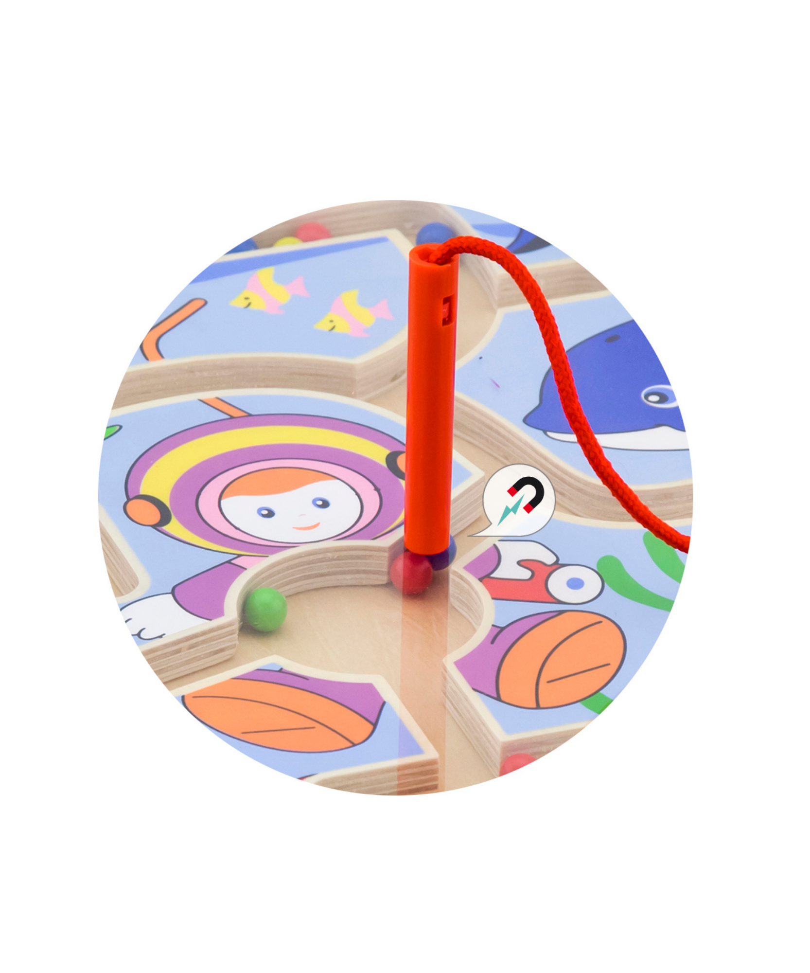 تتبع الخرز المغناطيسي من فيجا - تحت البحر، لعبة متاهة خشبية مغناطيسية من مونتيسوري للأطفال الصغار، تنمية المهارات الحركية الدقيقة والتنسيق بين اليد والعين، صديقة للبيئة، دهانات غير سامة، مناسبة للأعمار من 18 شهرًا فما فوق