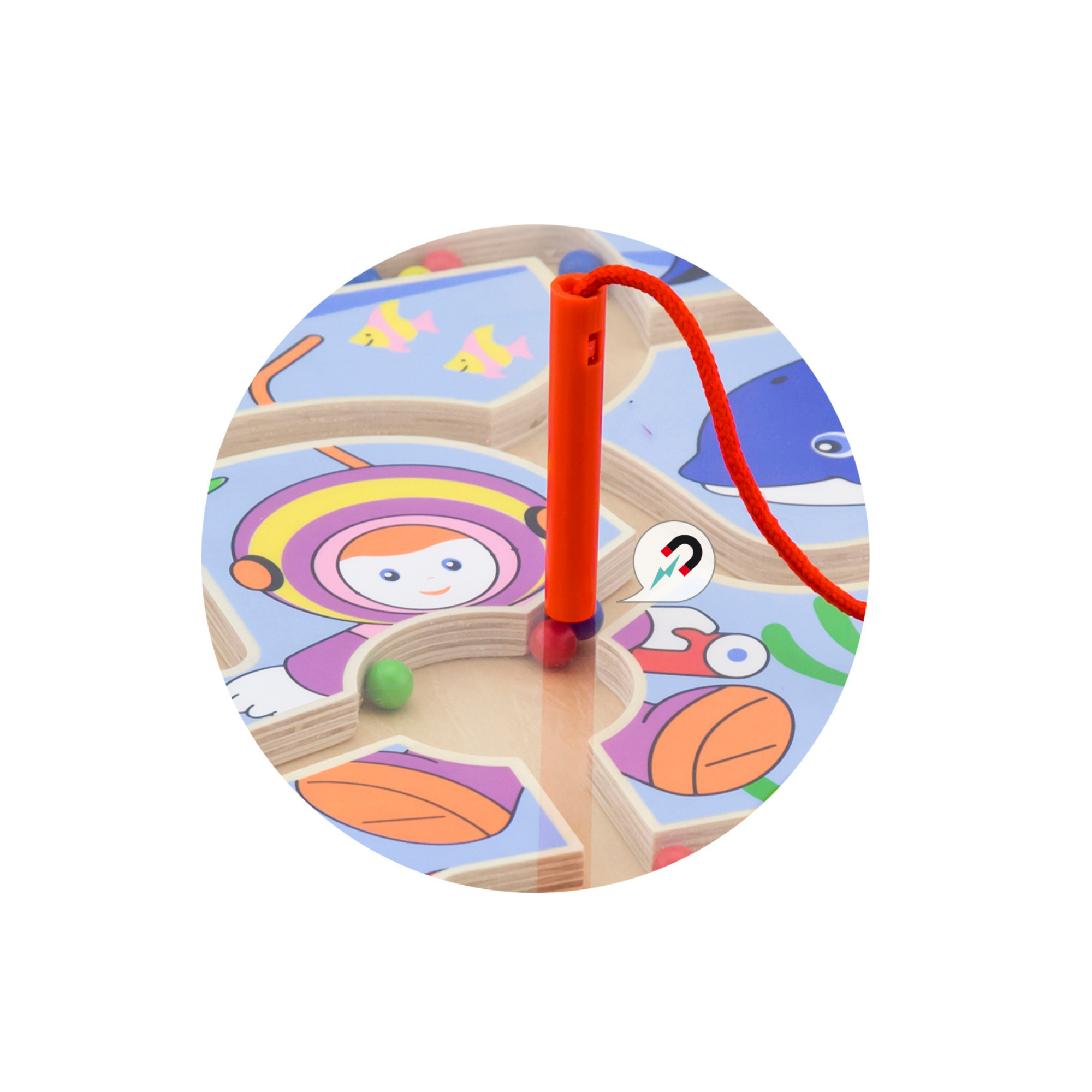 تتبع الخرز المغناطيسي من فيجا - تحت البحر، لعبة متاهة خشبية مغناطيسية من مونتيسوري للأطفال الصغار، تنمية المهارات الحركية الدقيقة والتنسيق بين اليد والعين، صديقة للبيئة، دهانات غير سامة، مناسبة للأعمار من 18 شهرًا فما فوق