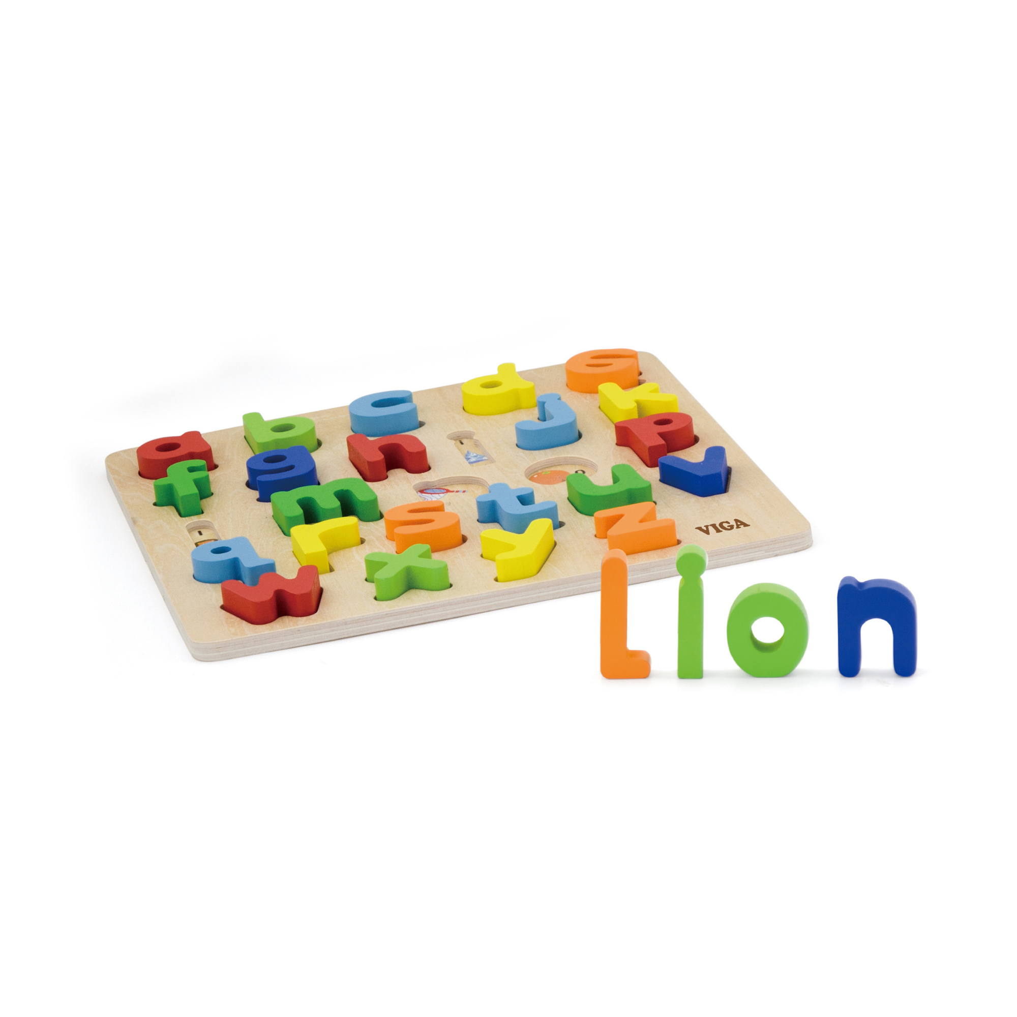 Viga Lowercase Alphabets, 26 Piece Block Puzzle, Montessori Wooden Toy, Develops Sensory, Cognitive & Fine Motor Skills, Non-Toxic & Eco-friendly Kids Educational Toy, Suitable for Children Aged 18M+