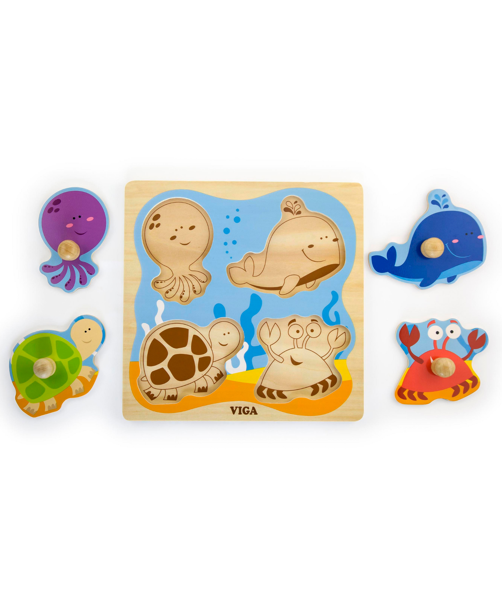 Viga Insect, 4 Piece Knob Puzzle, Montessori Wooden Toy, Develops Sensory, Cognitive & Fine Motor Skills, Non-Toxic & Eco-friendly Kids Educational Toy, Suitable for Boys and Girls Aged 12M+